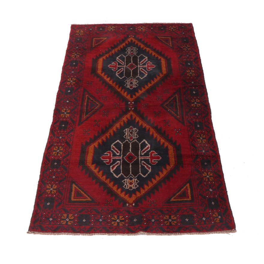 Hand-Knotted Pakistani Baluch Wool Rug