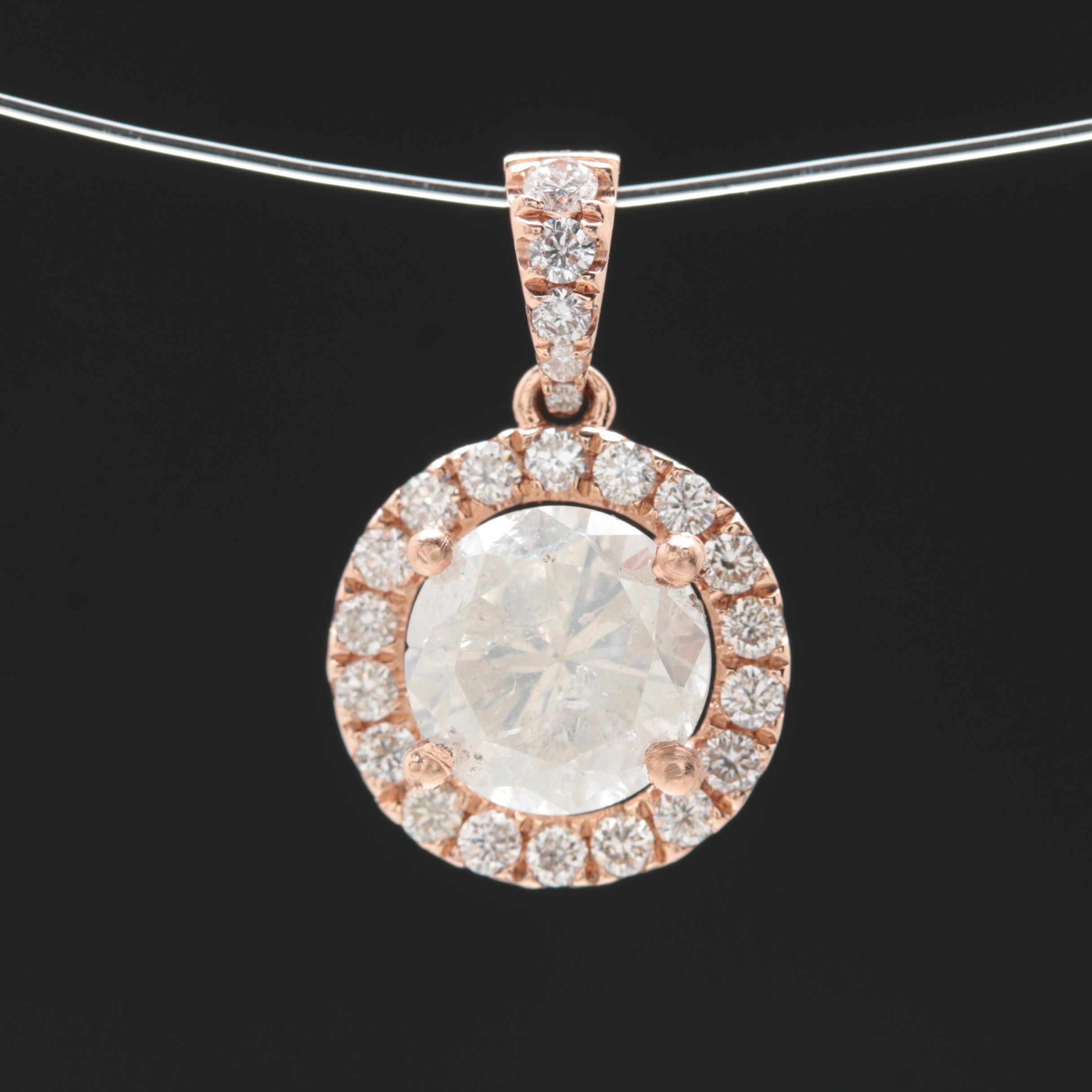 14K Rose Gold 1.78 CTW Diamond Pendant