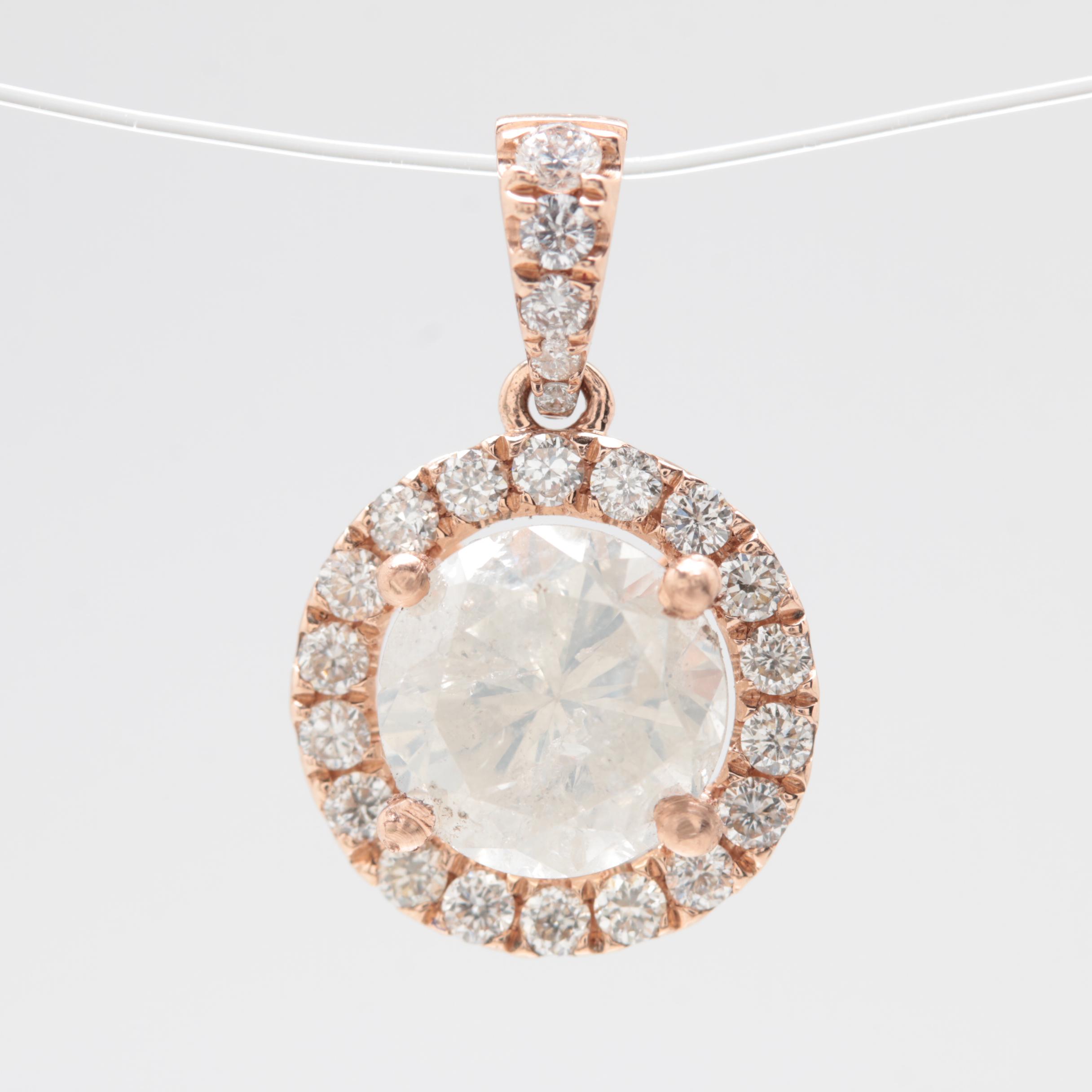 14K Rose Gold 1.78 CTW Diamond Pendant