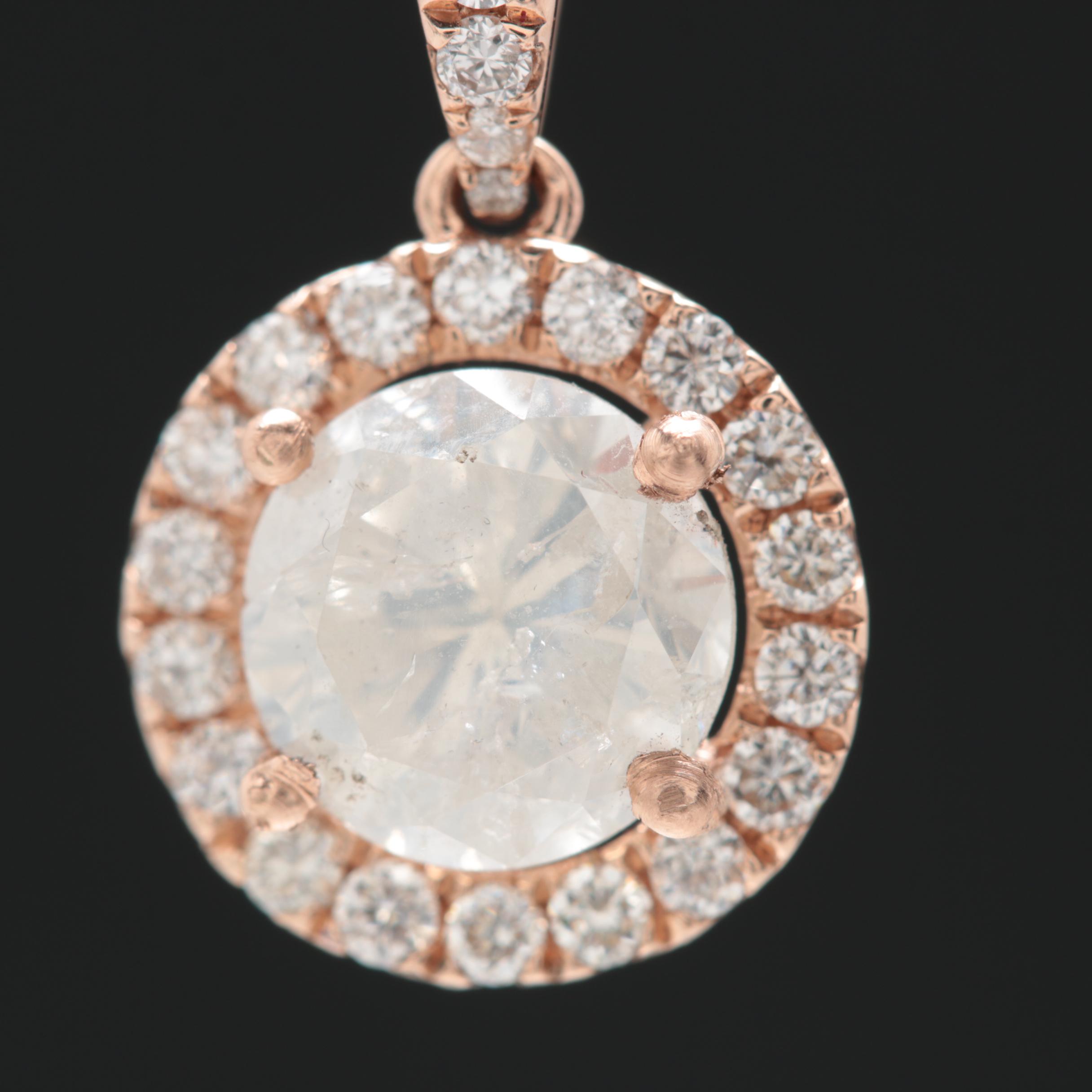14K Rose Gold 1.78 CTW Diamond Pendant