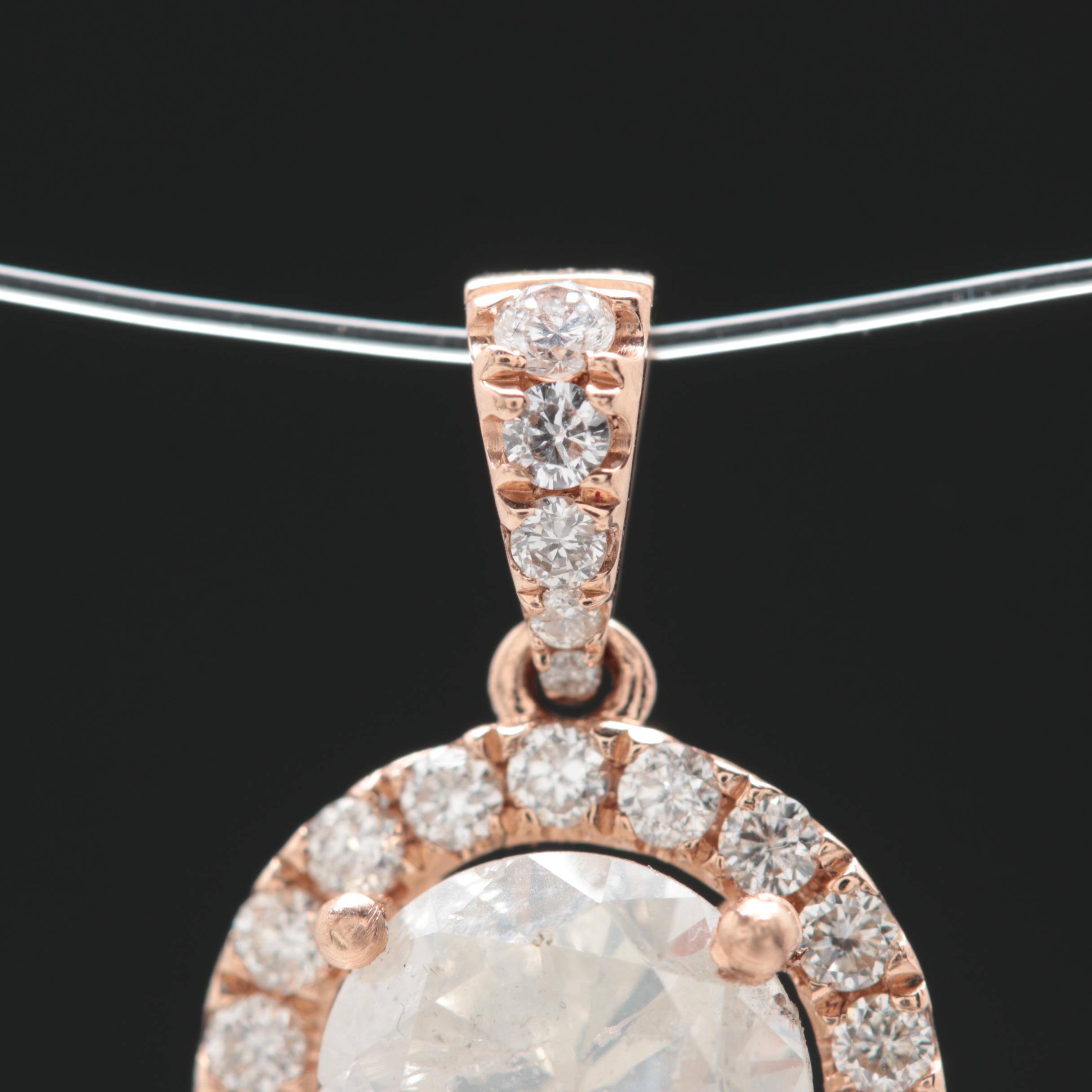 14K Rose Gold 1.78 CTW Diamond Pendant