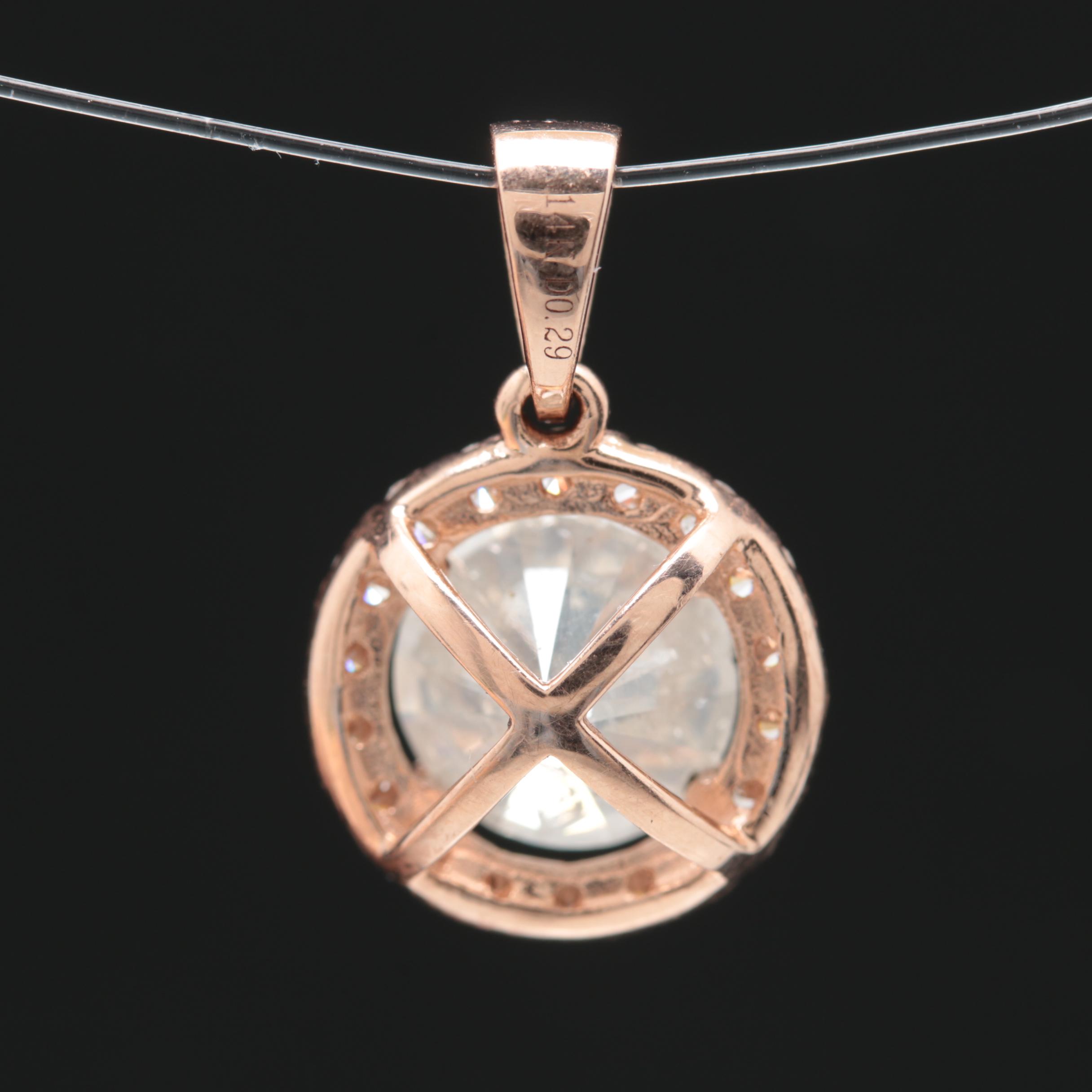 14K Rose Gold 1.78 CTW Diamond Pendant