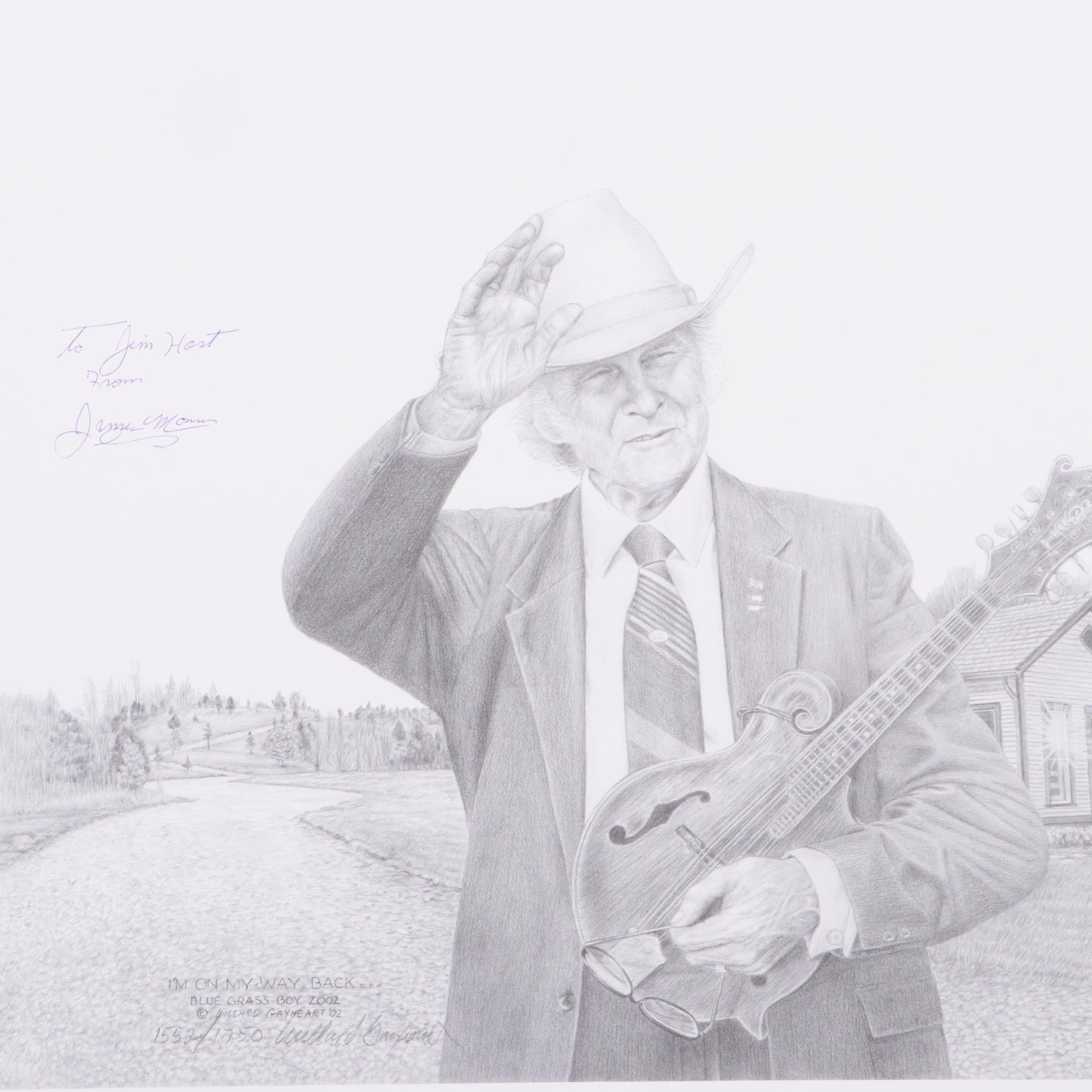 Two Willard Gayheart Signed Limited Prints of Blue Grass Legend Bill Monroe