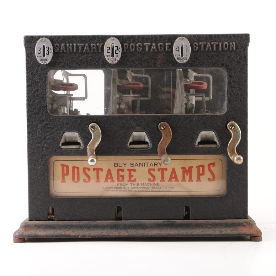 Schermack Products Sanitary Postage Station Stamp Dispenser, Early 20th Century