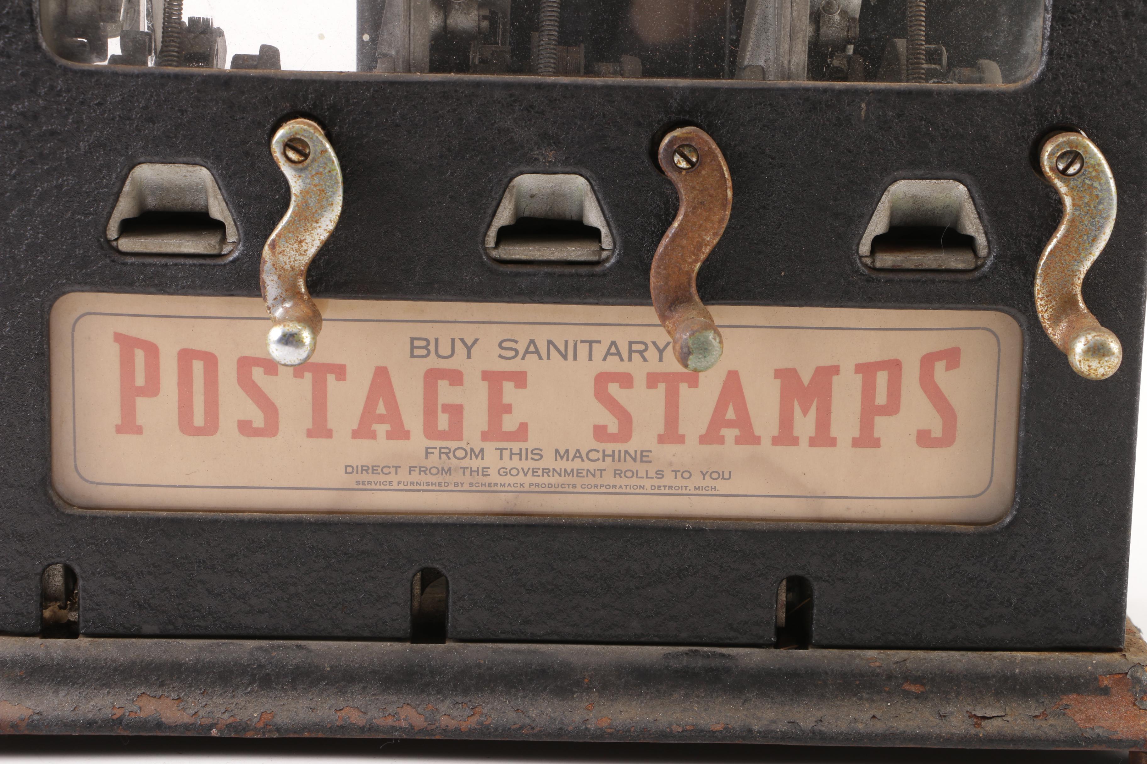 Schermack Products Sanitary Postage Station Stamp Dispenser, Early 20th Century