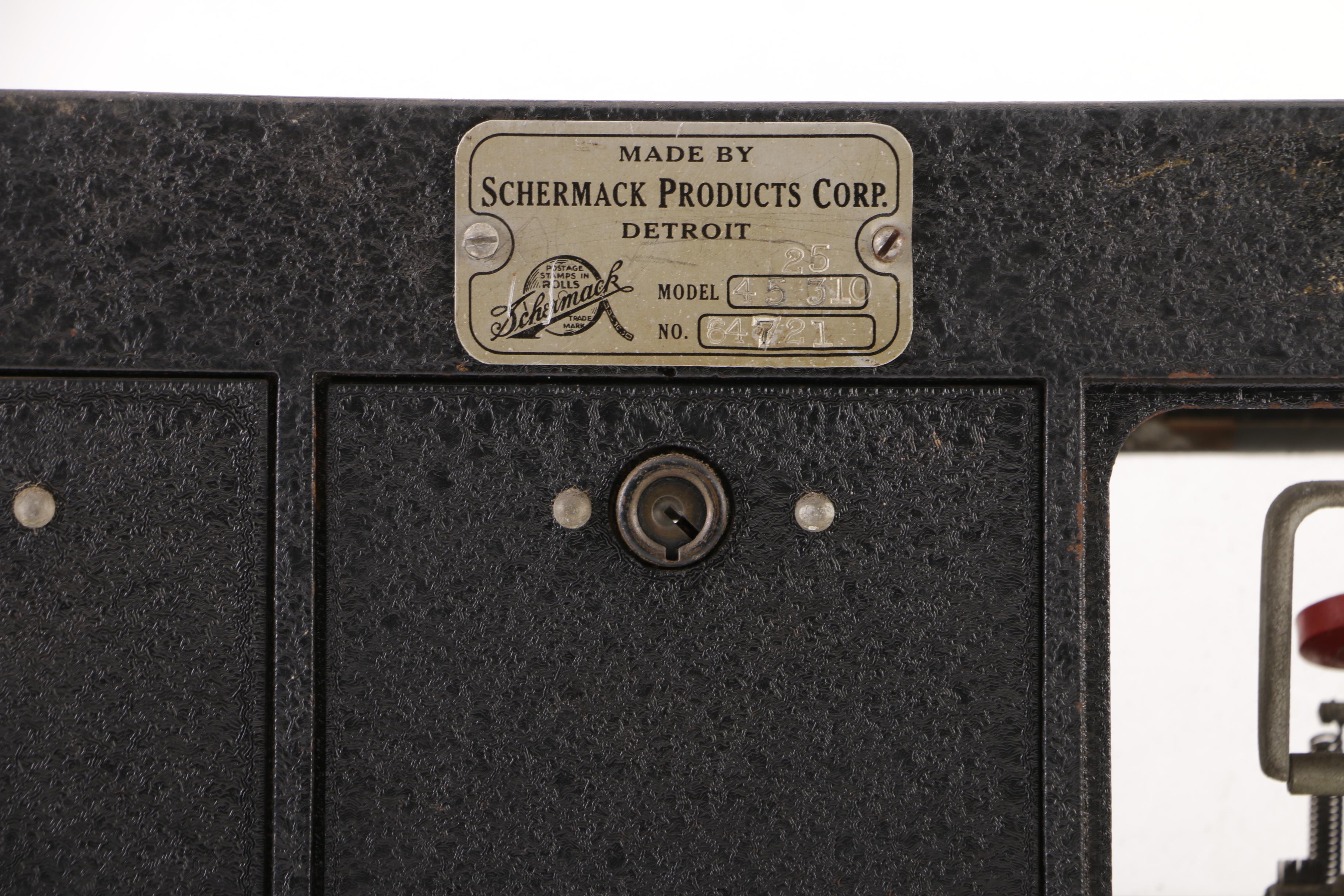 Schermack Products Sanitary Postage Station Stamp Dispenser, Early 20th Century