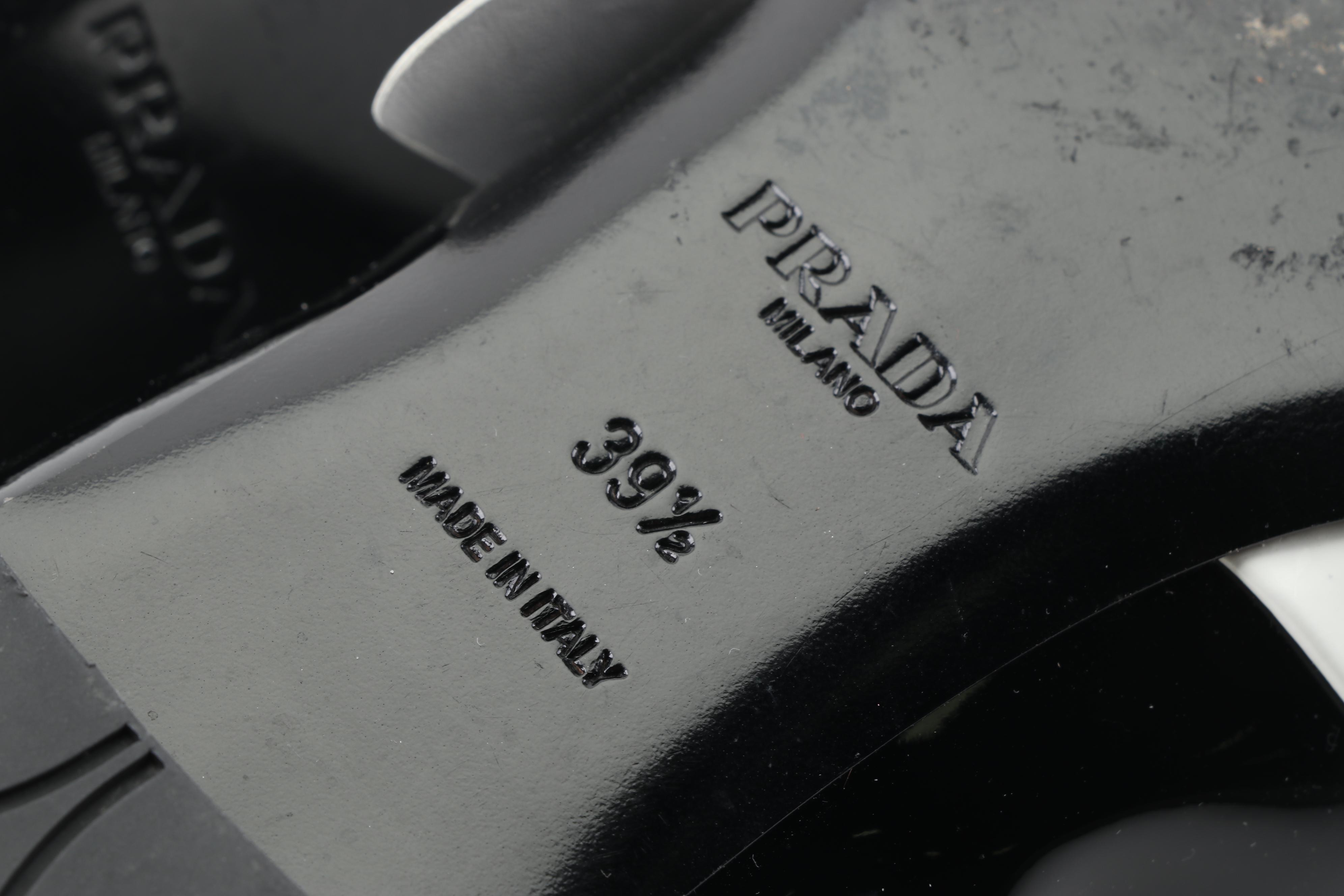 Prada Black Patent Leather Flats with White Oversized Bows