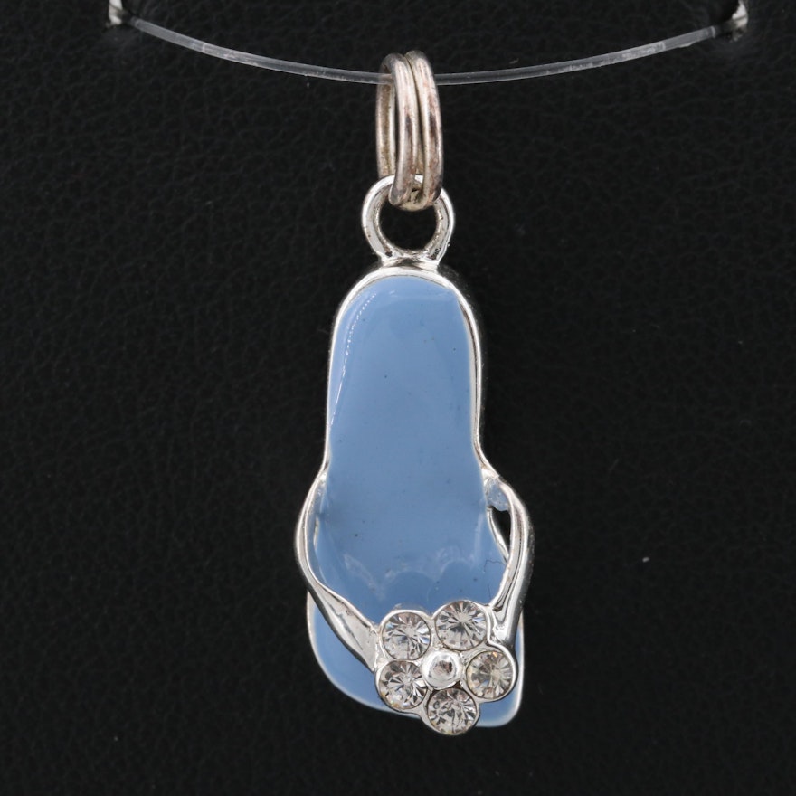 Sterling Silver Glass and Enamel Sandal Pendant