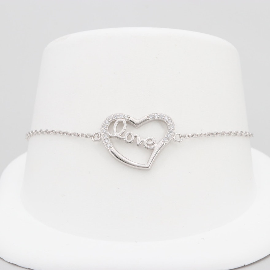 Sterling Silver Cubic Zirconia Love Bracelet