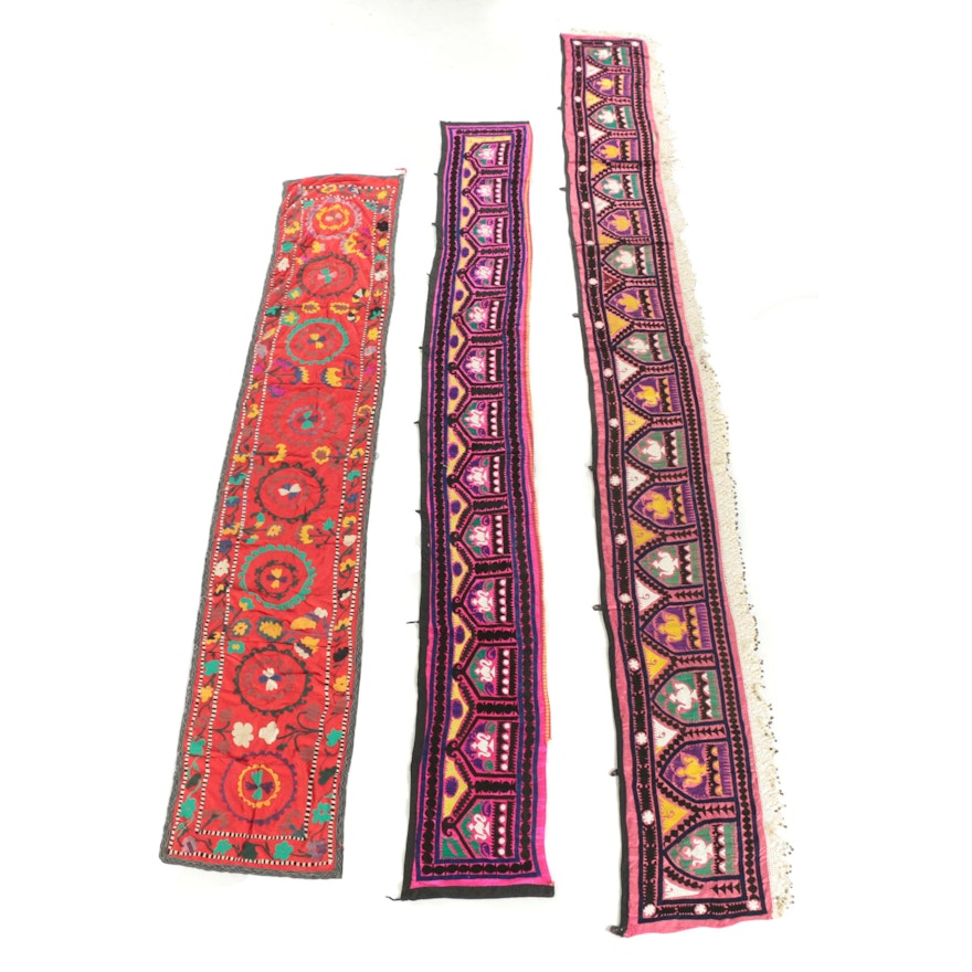 Middle Eastern or Indian Hand-Embroidered and Embellished Textile Wall Hangings