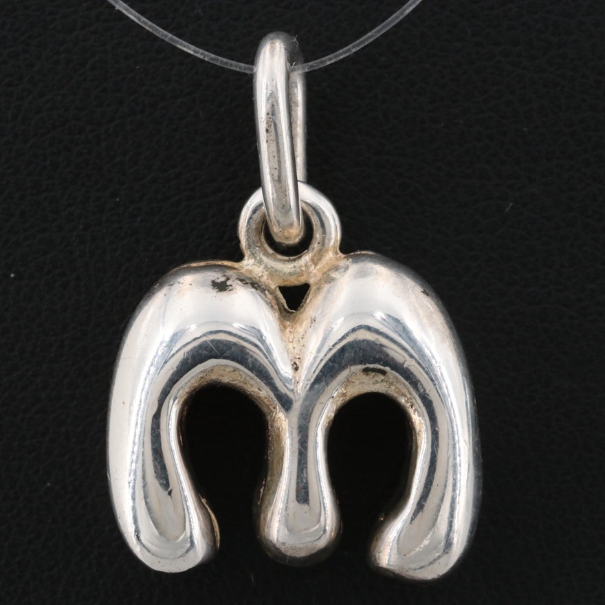 Sterling Silver Letter "M" Pendant