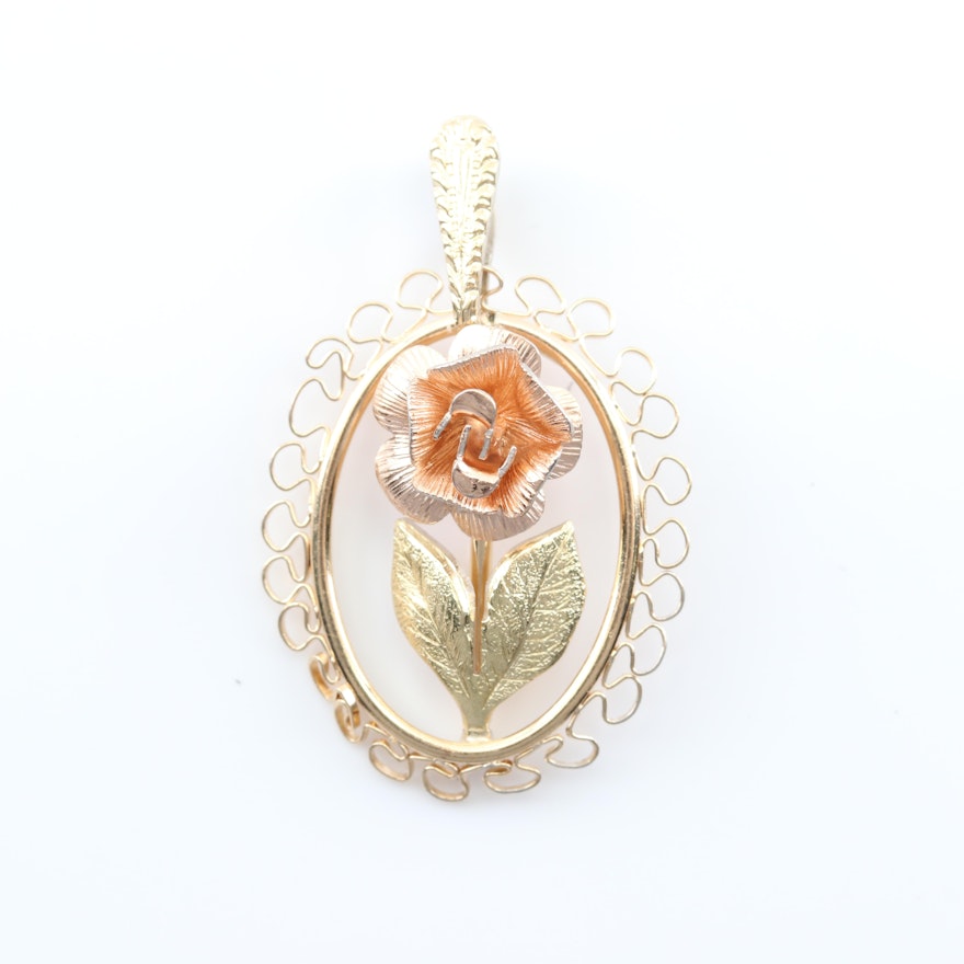 Rose Pendant with Gold Wash