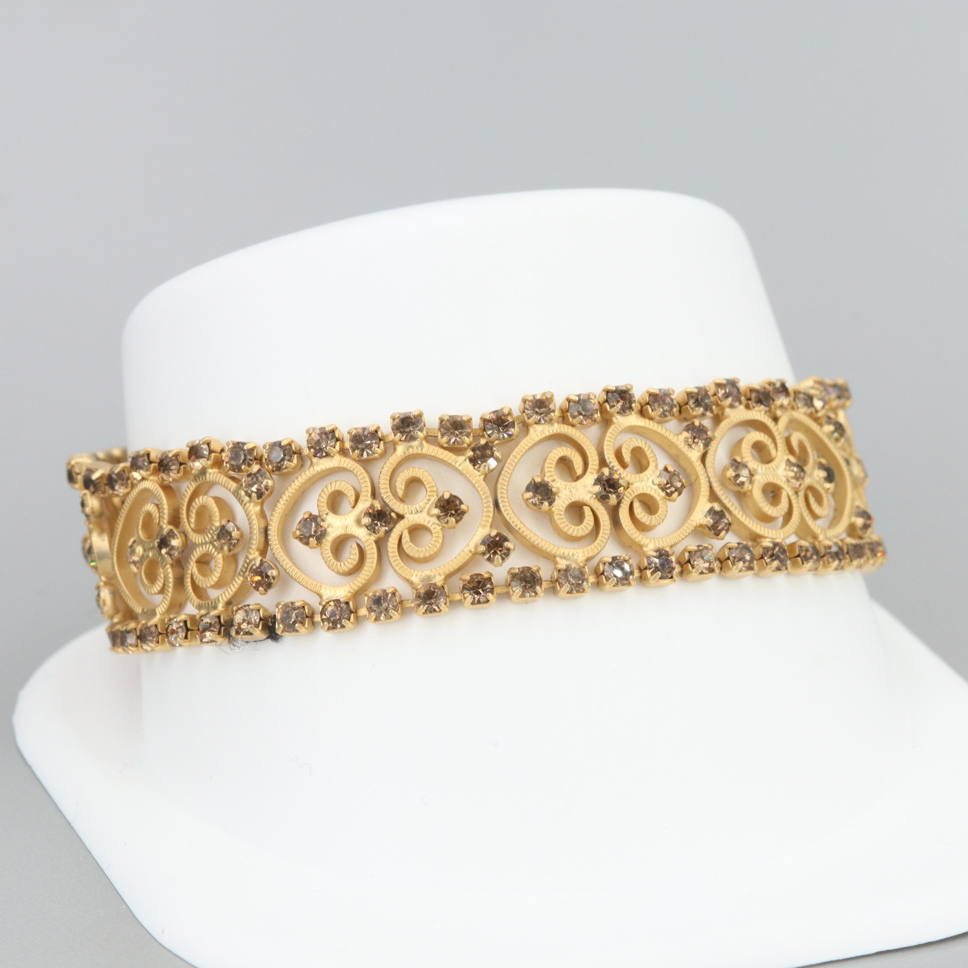 Gold Tone Glass Openwork Bracelet