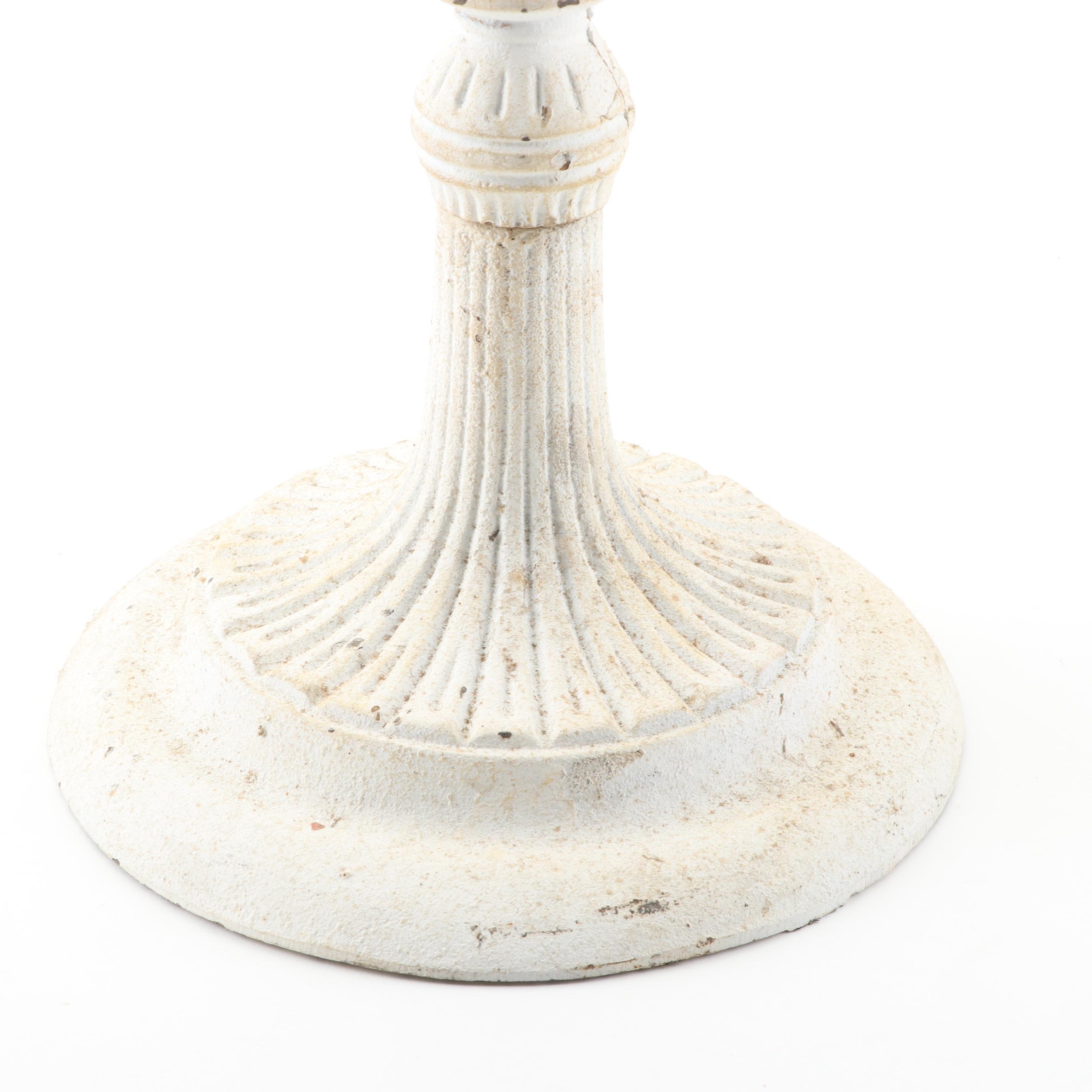 Painted Cast Iron Rooster and Cow Doorstops and Pedestal Bird Bath