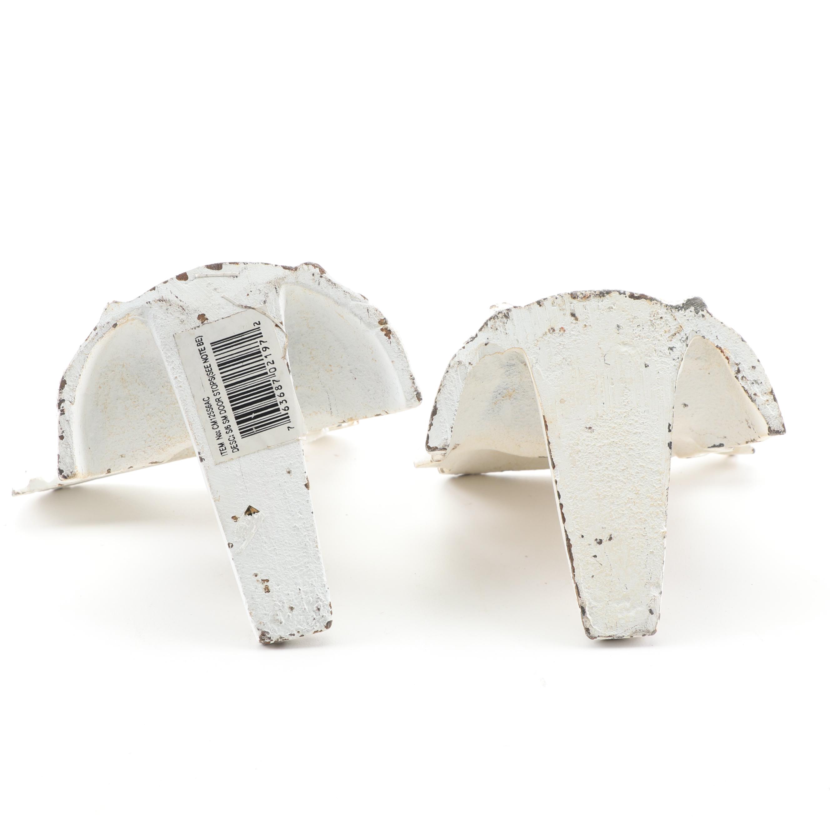 Painted Cast Iron Rooster and Cow Doorstops and Pedestal Bird Bath