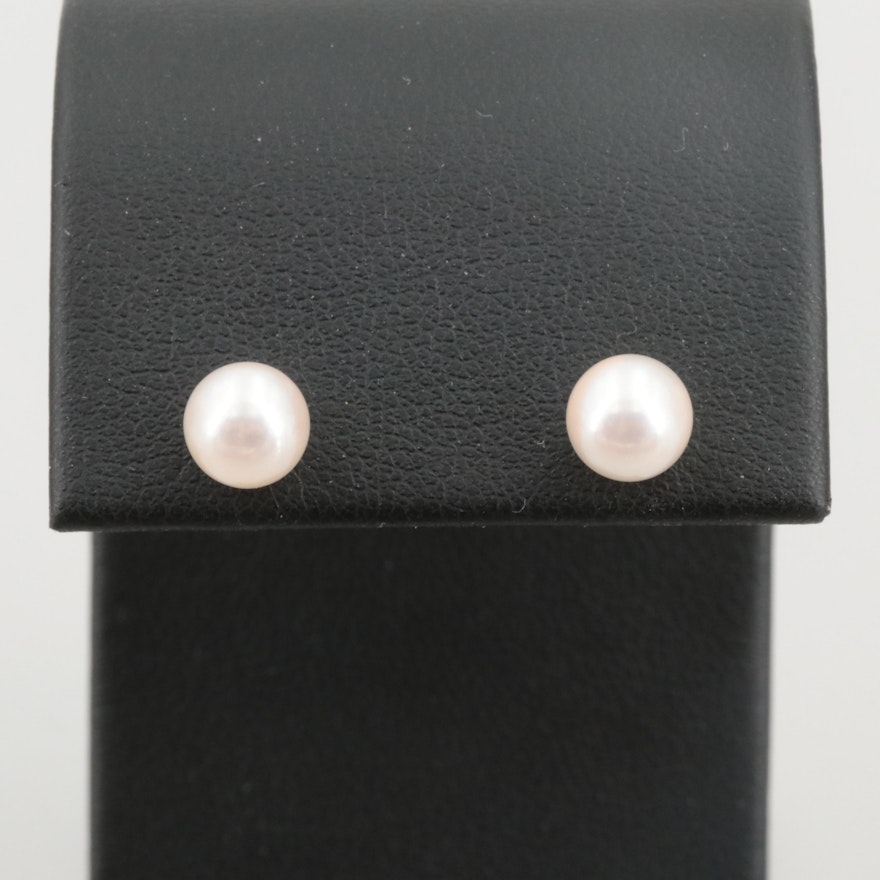 14K Yellow Gold Cultured Pearl Stud Earrings