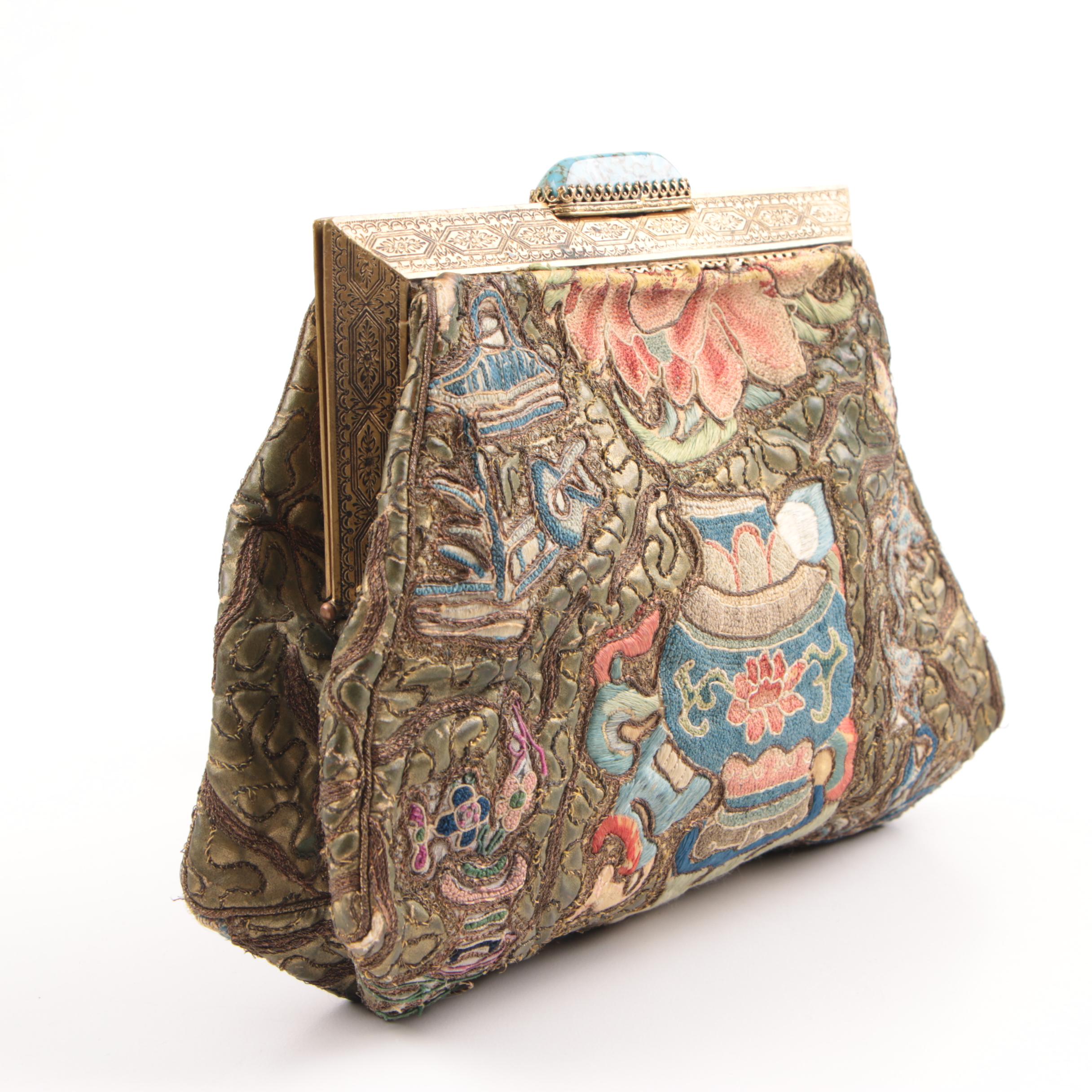 Chinese Silk Purse with "Forbidden Knot" Embroidery, Republic