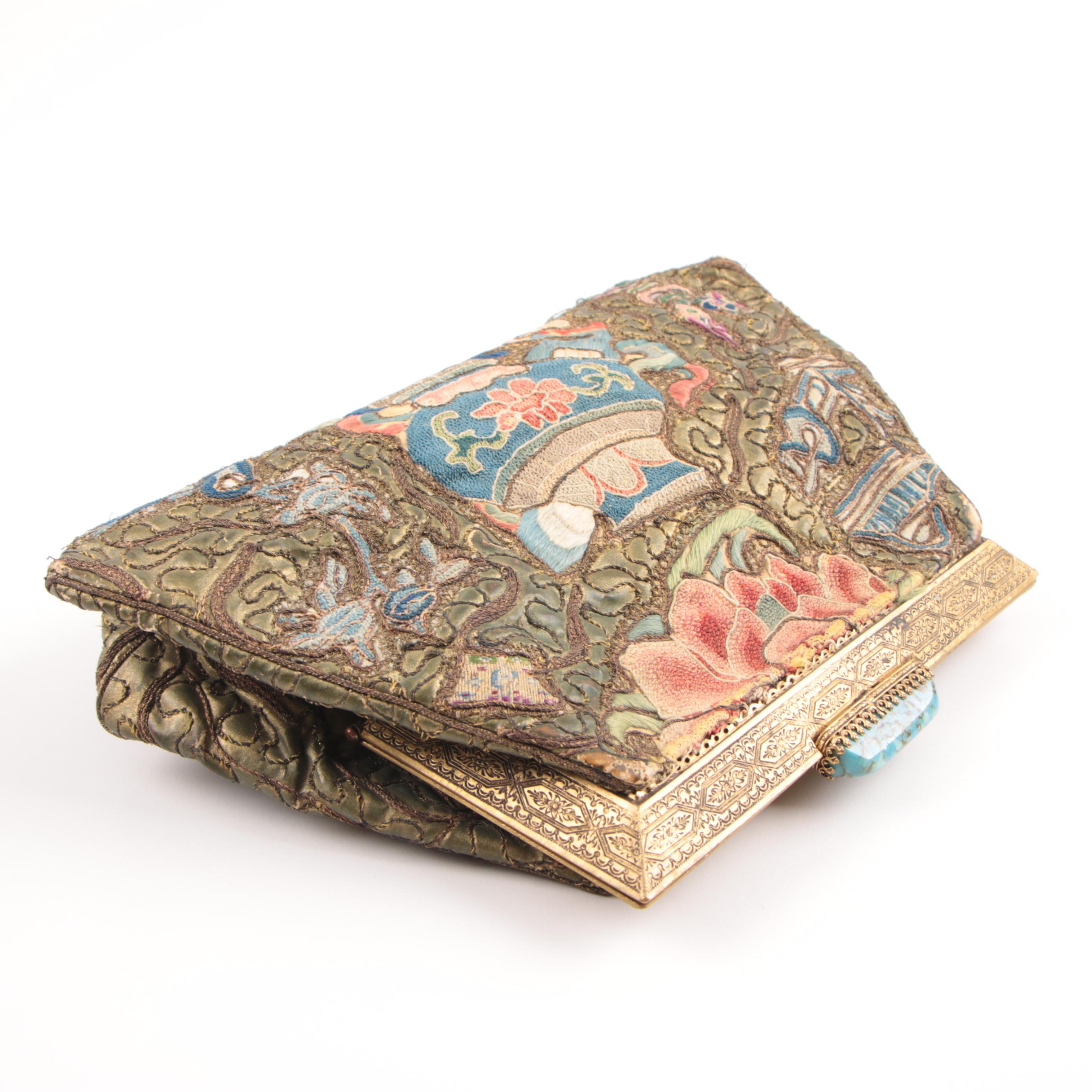 Chinese Silk Purse with "Forbidden Knot" Embroidery, Republic