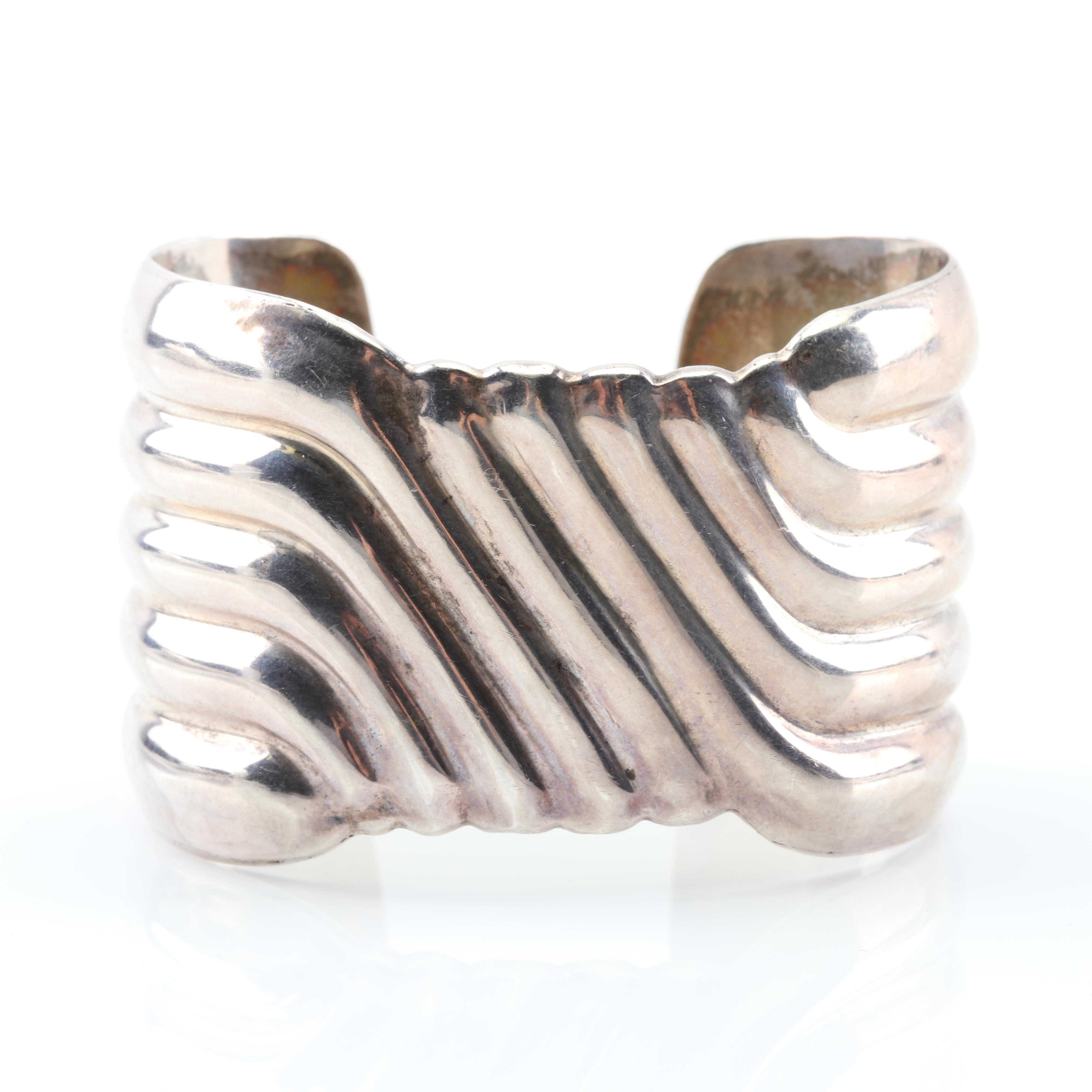 Taxco Sterling Silver Wide Cuff Bracelet