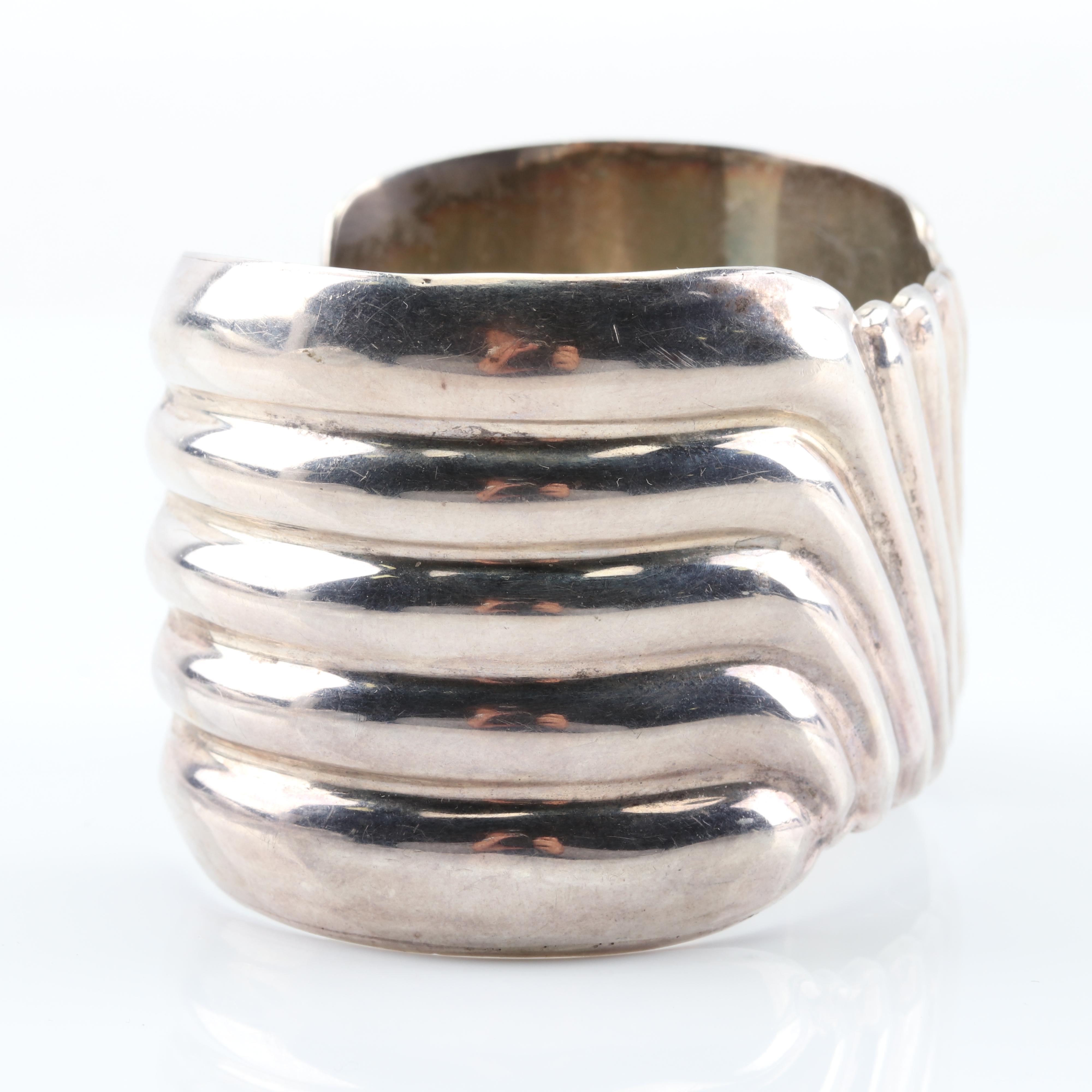 Taxco Sterling Silver Wide Cuff Bracelet