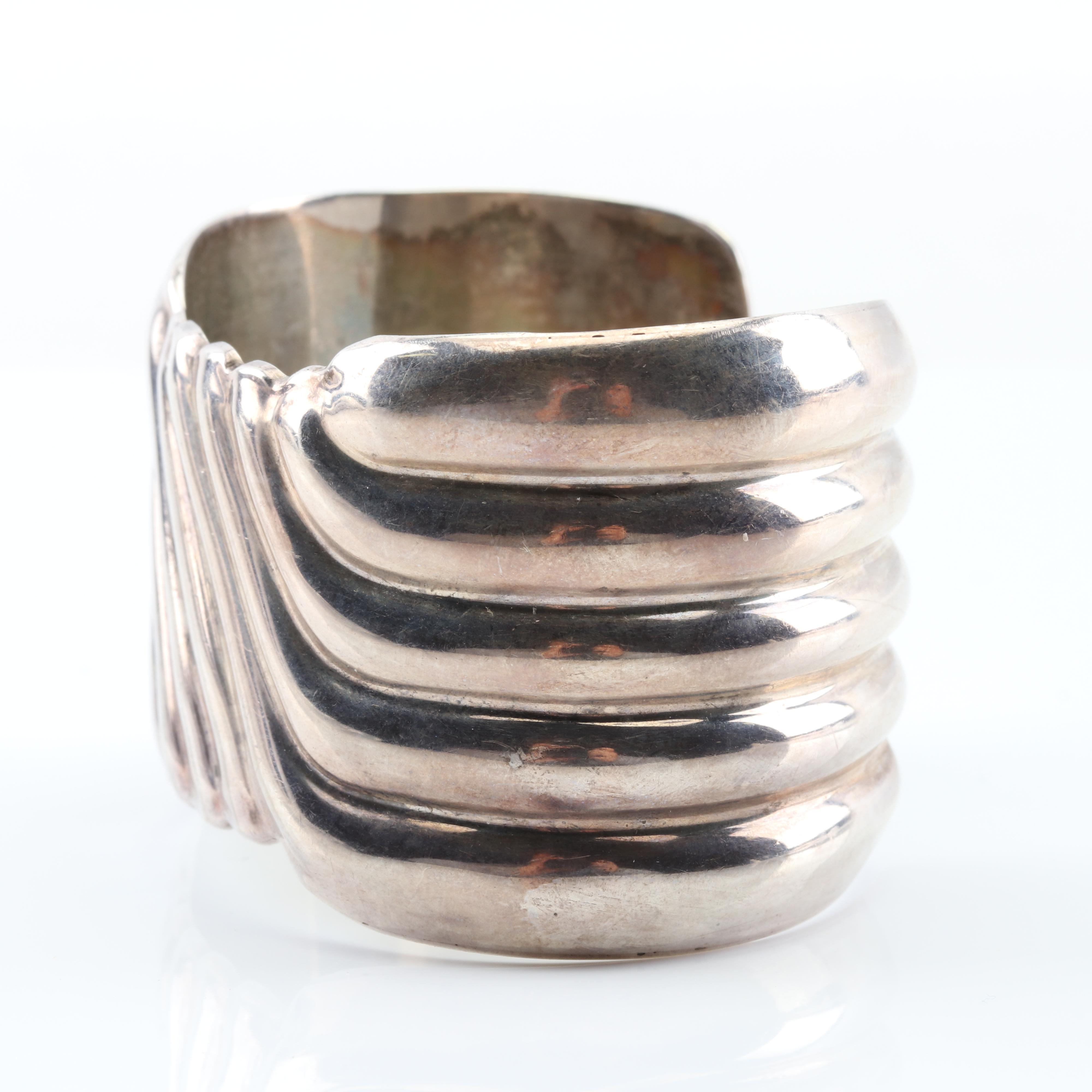 Taxco Sterling Silver Wide Cuff Bracelet