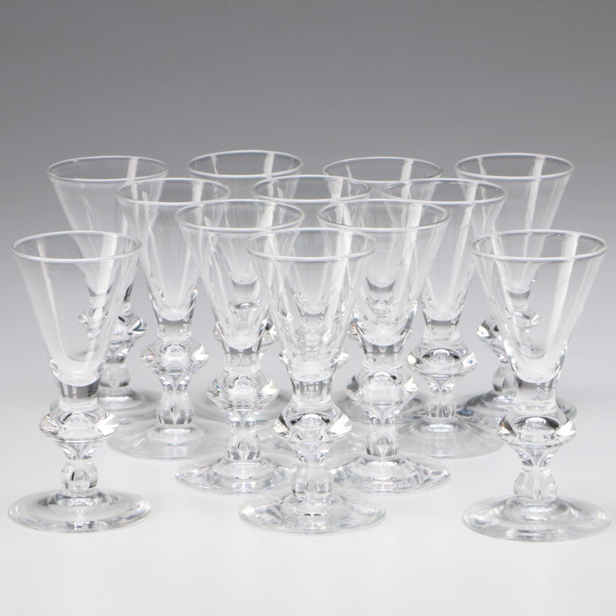 Steuben Art Glass Sherry Glasses, Early- to Mid 20th Century