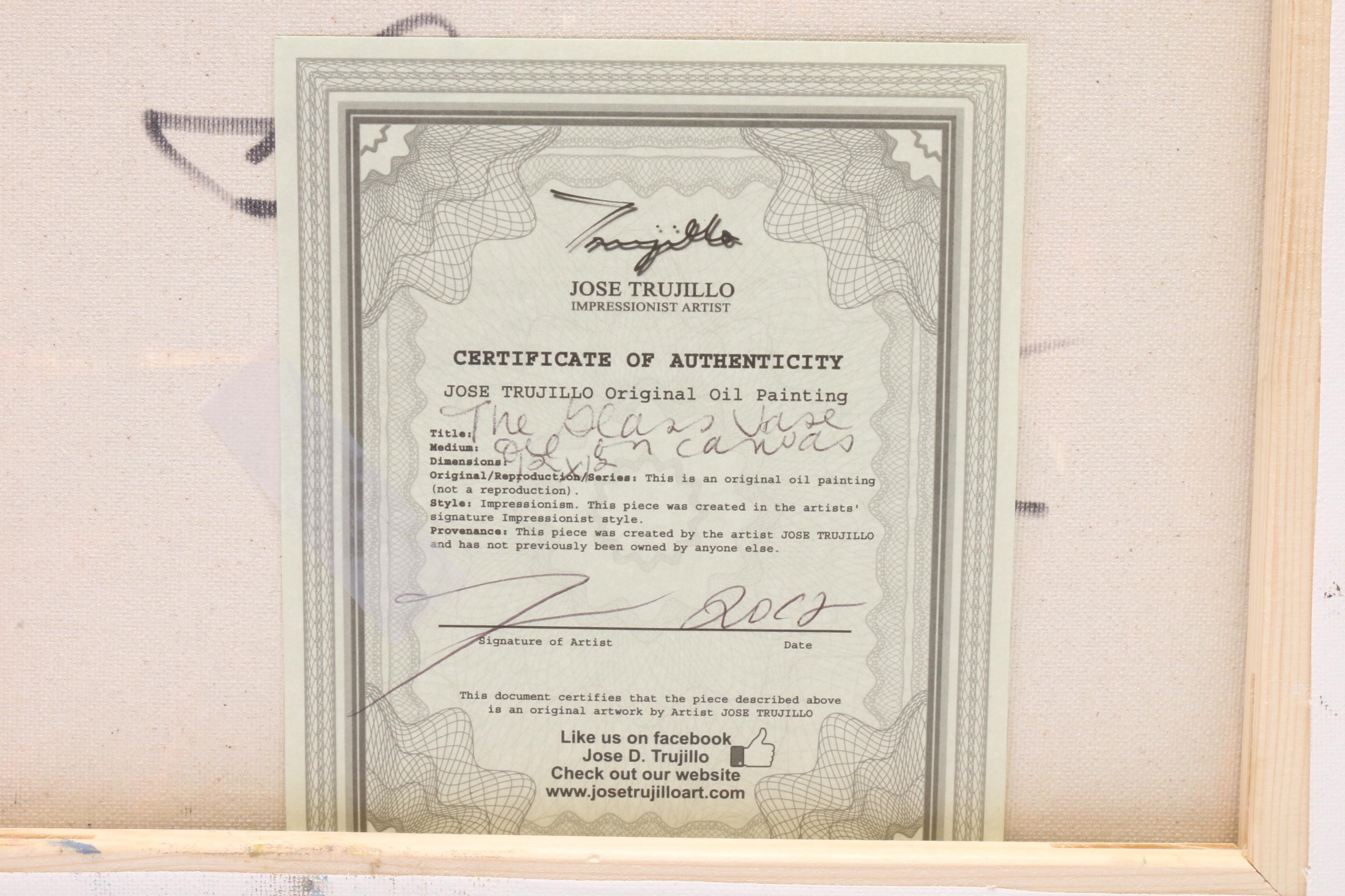 Jose Trujillo Oil Painting "The Glass Vase"