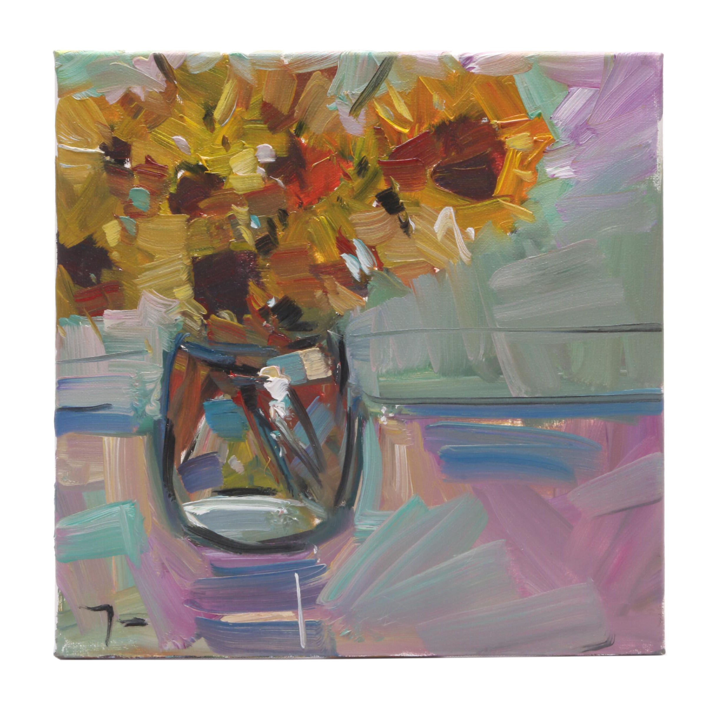 Jose Trujillo Oil Painting "The Glass Vase"