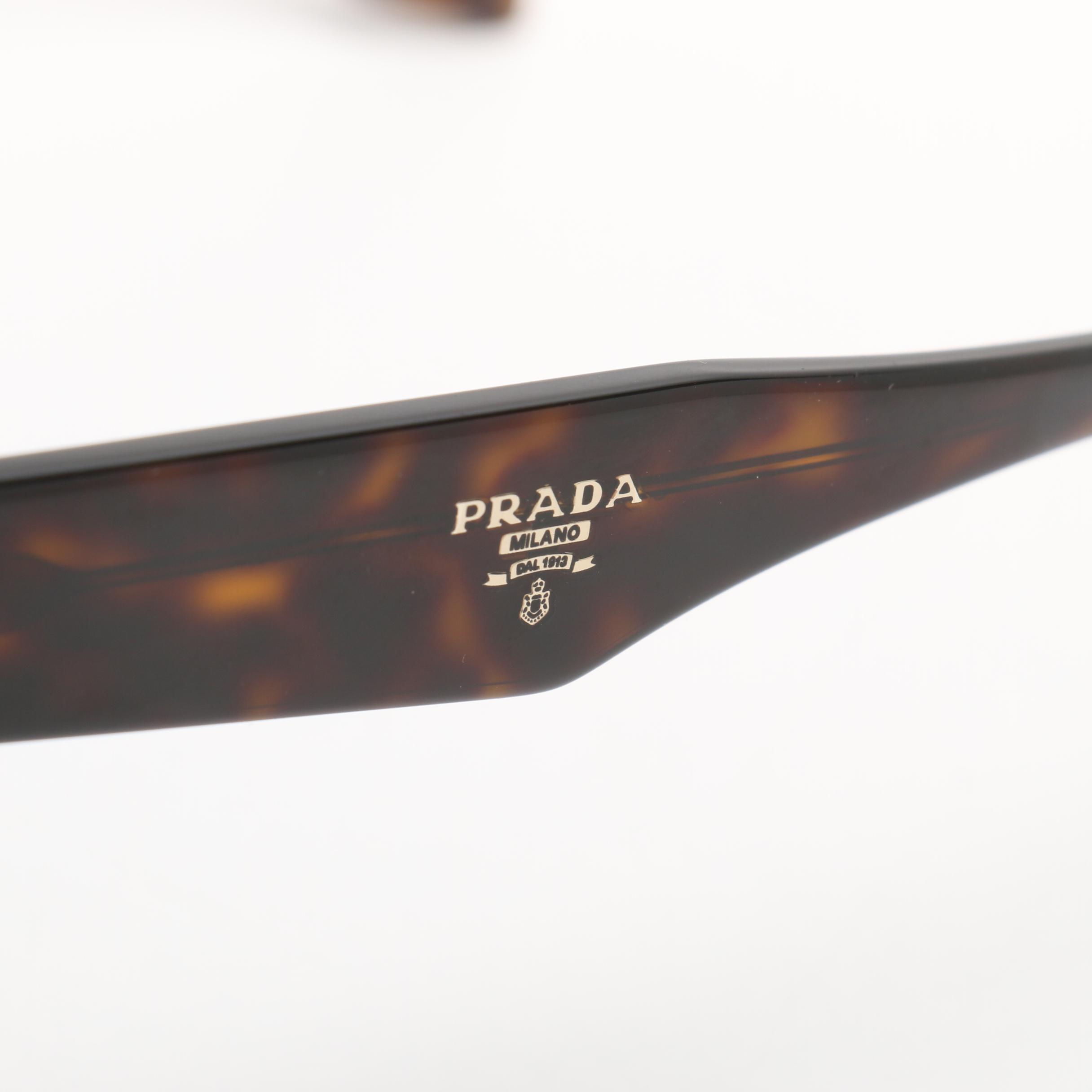 Prada Tortoiseshell-Style Modified Cat Eye Designer Sunglasses
