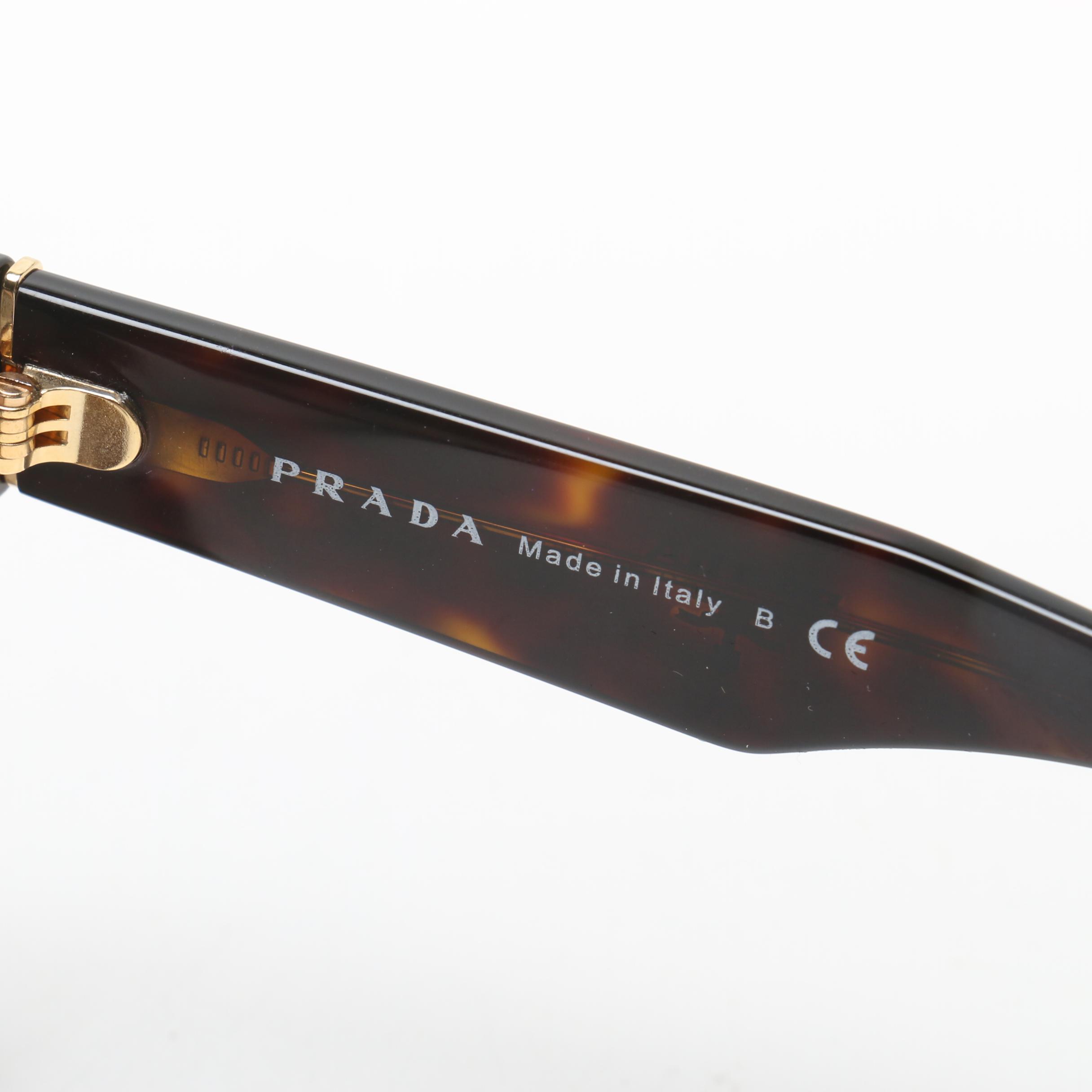 Prada Tortoiseshell-Style Modified Cat Eye Designer Sunglasses