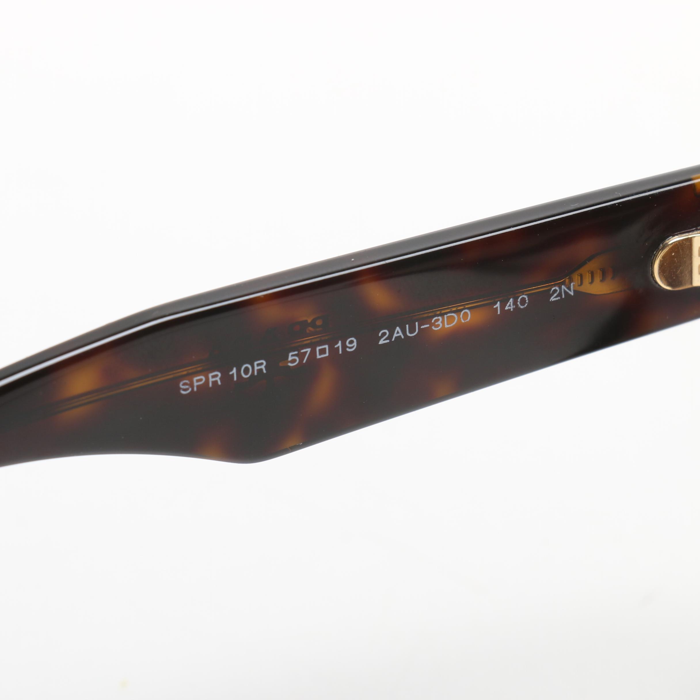 Prada Tortoiseshell-Style Modified Cat Eye Designer Sunglasses
