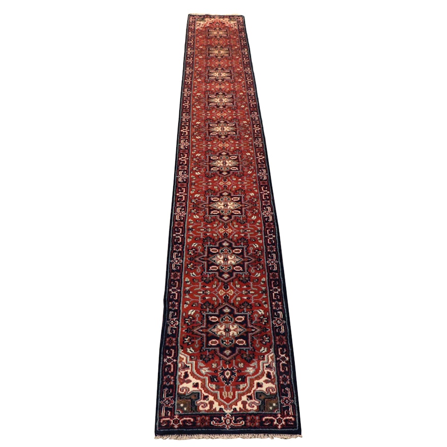 Hand-Knotted Indo-Heriz Wool Palace Sized Runner