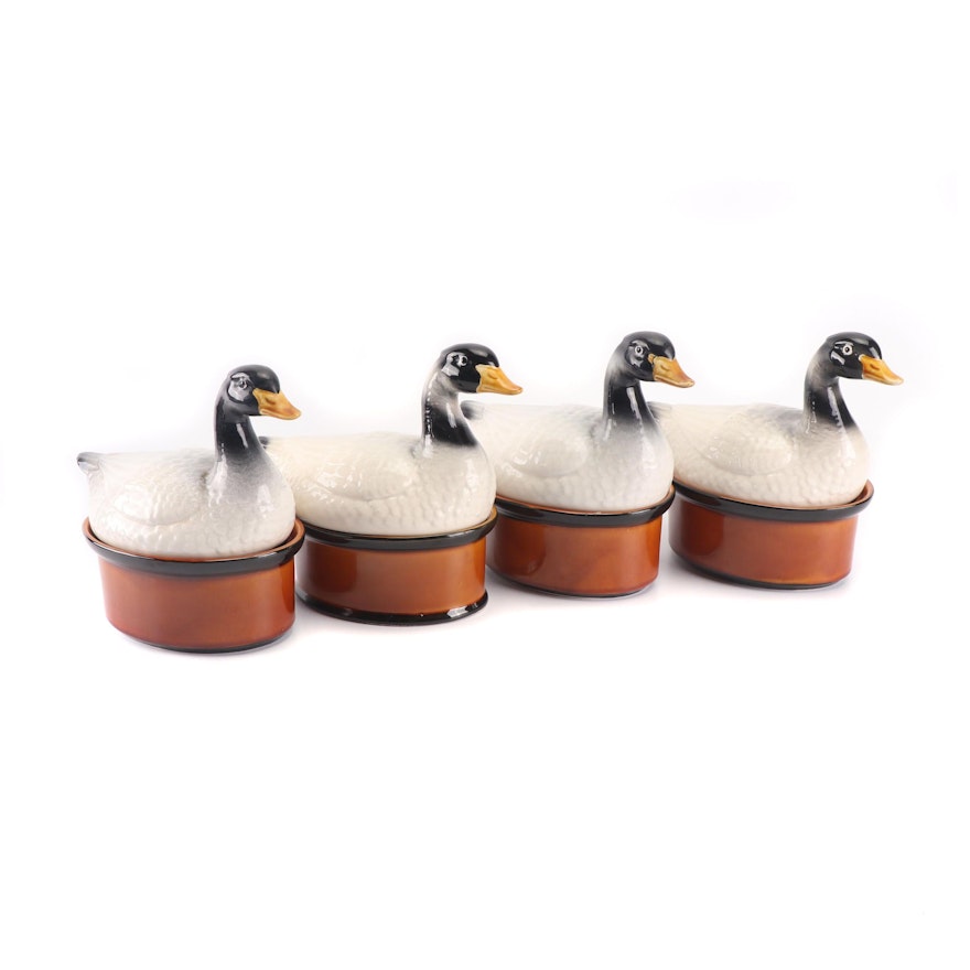 Sigma Portuguese Ceramic Duck Lidded Casseroles