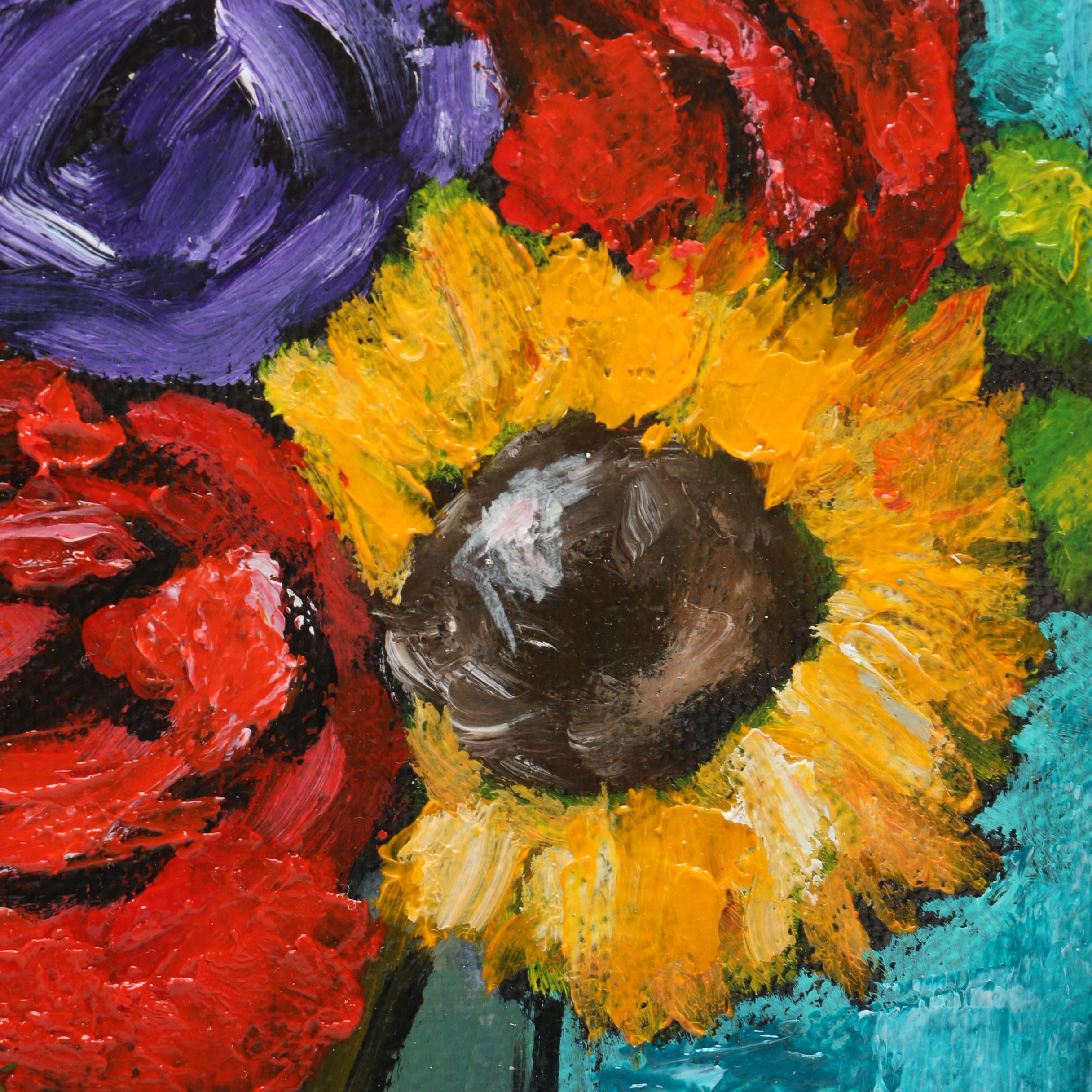 Darryl Oberling 2018 Floral Oil Painting "Flowers in Vase"