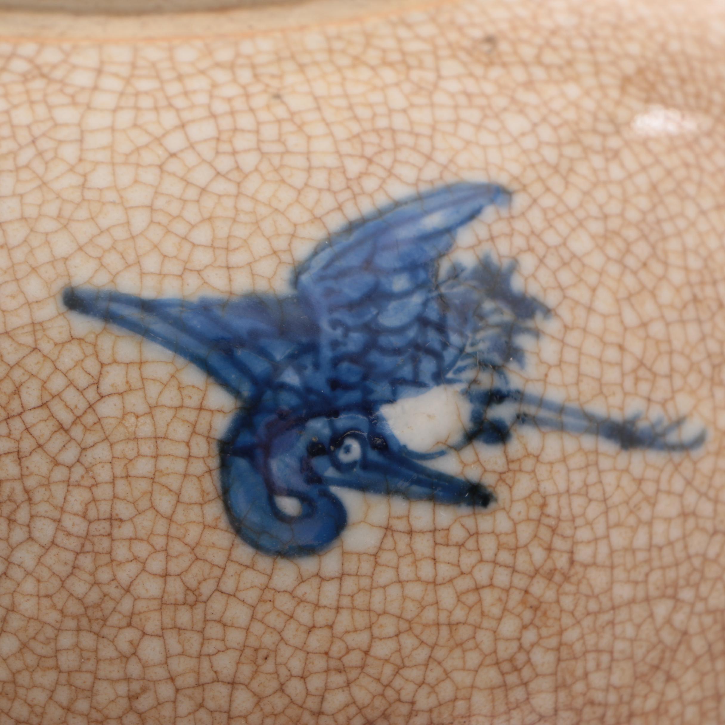 Chinese Crackle Porcelain Jar with Longevity Motif, Qing Dynasty