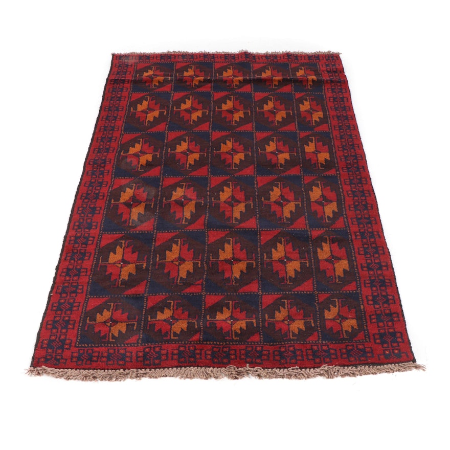 Hand-Knotted Afghani Bahor Wool Rug