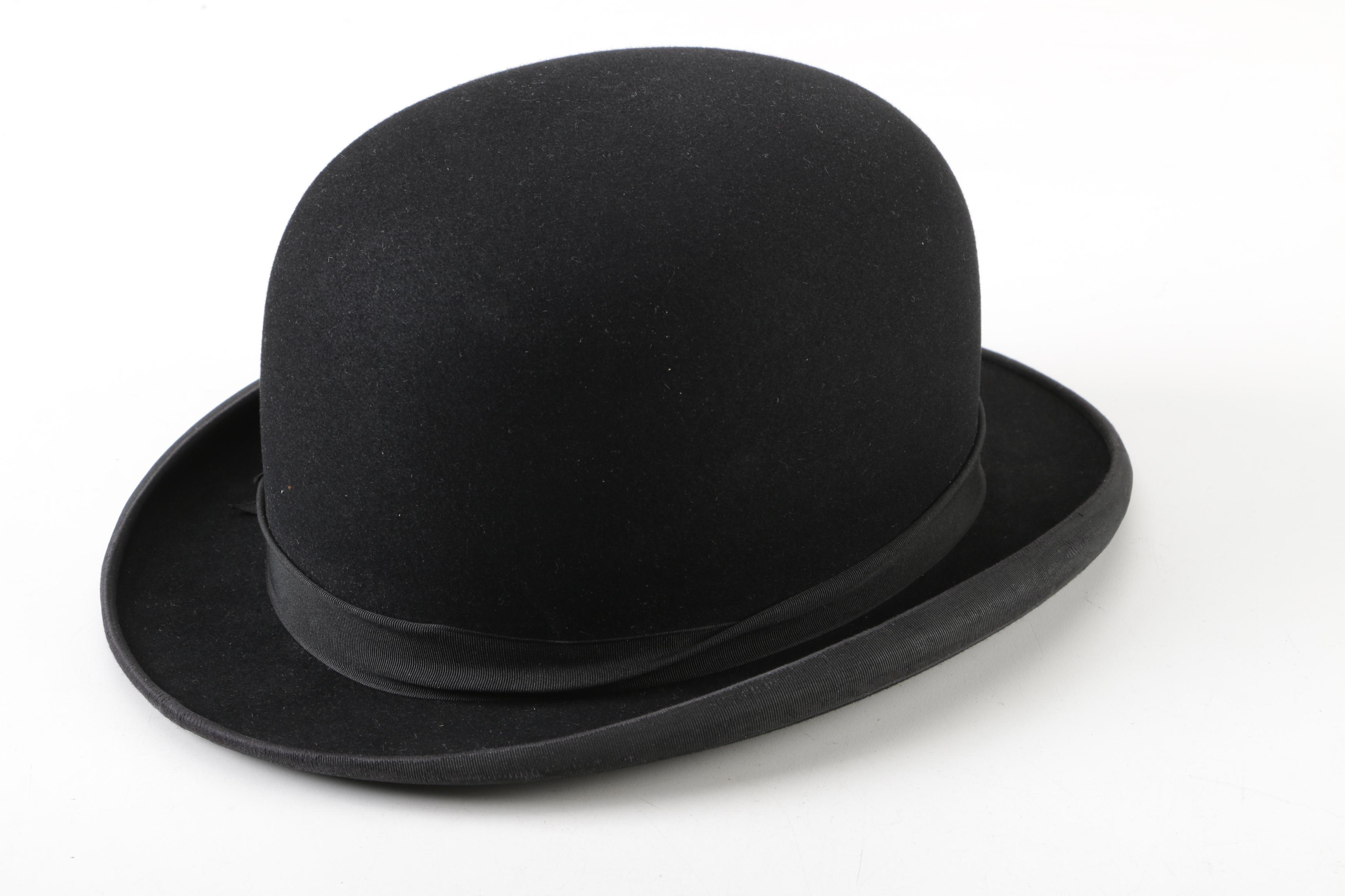 Men's Brooks Brothers Black Fur Felt Derby Bowler Hat