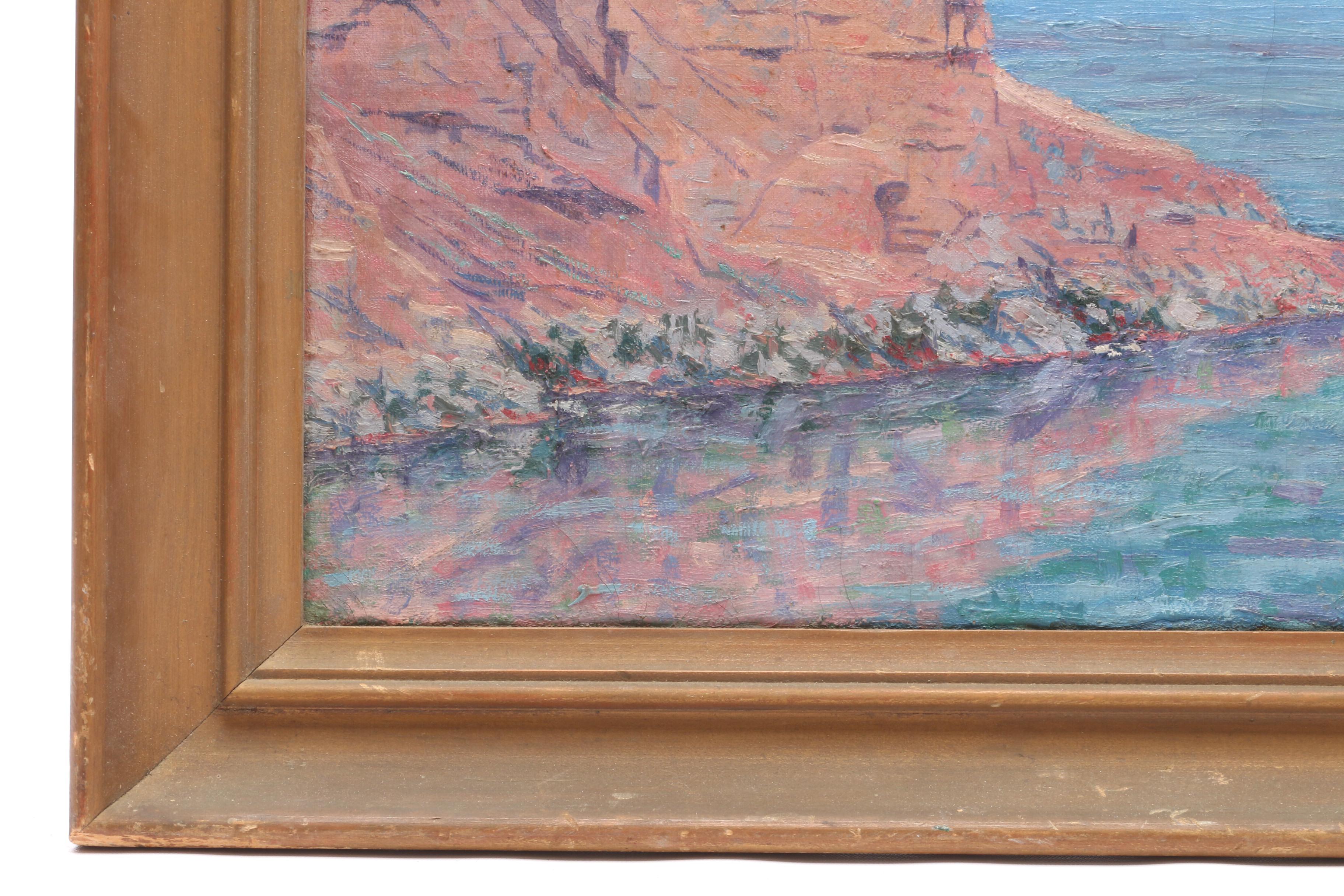 Vintage Oil Painting of a Coastal Landscape