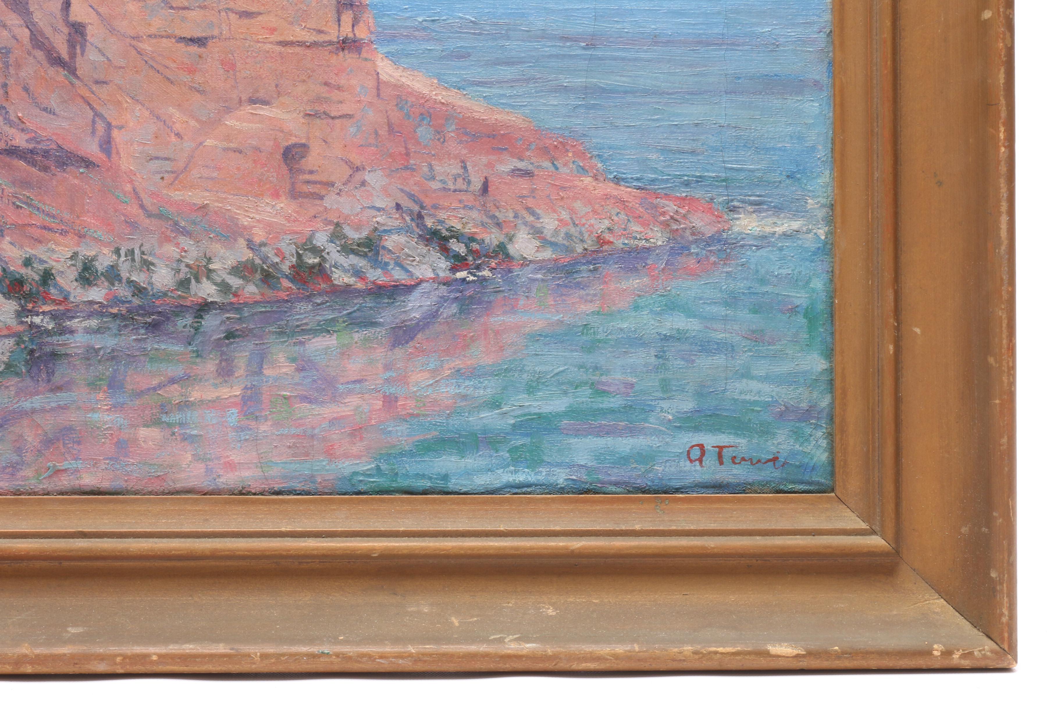 Vintage Oil Painting of a Coastal Landscape