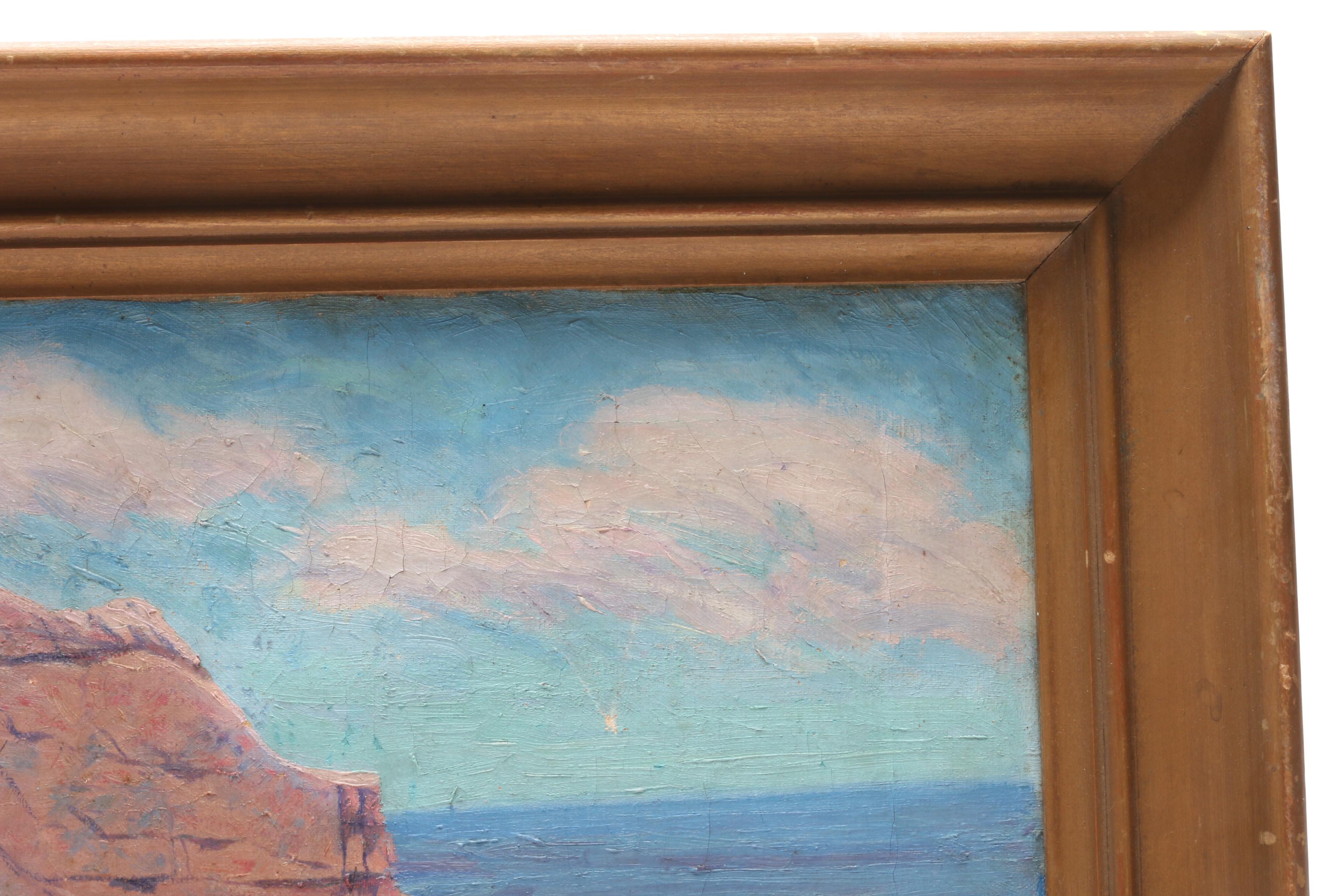 Vintage Oil Painting of a Coastal Landscape
