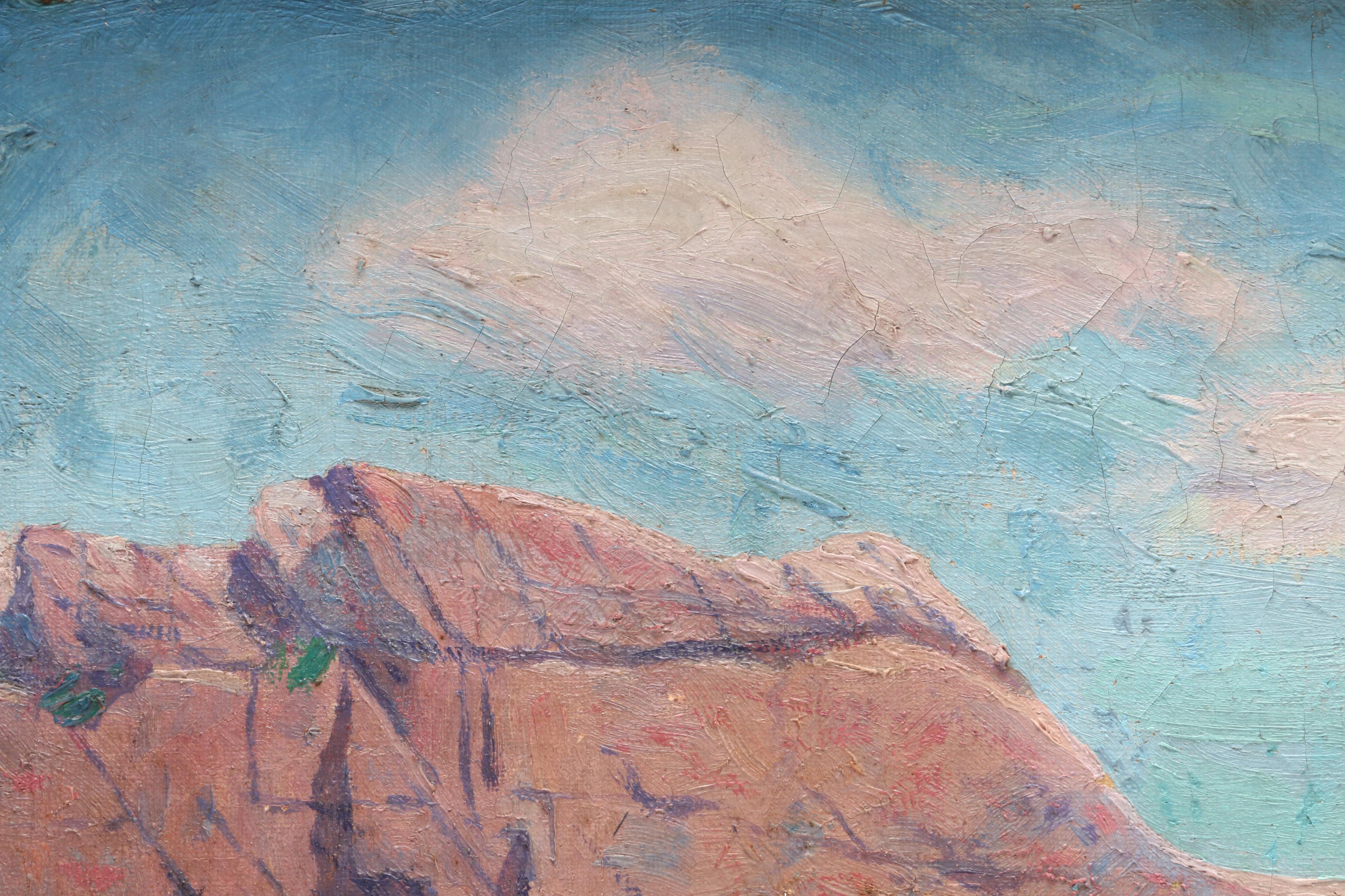 Vintage Oil Painting of a Coastal Landscape