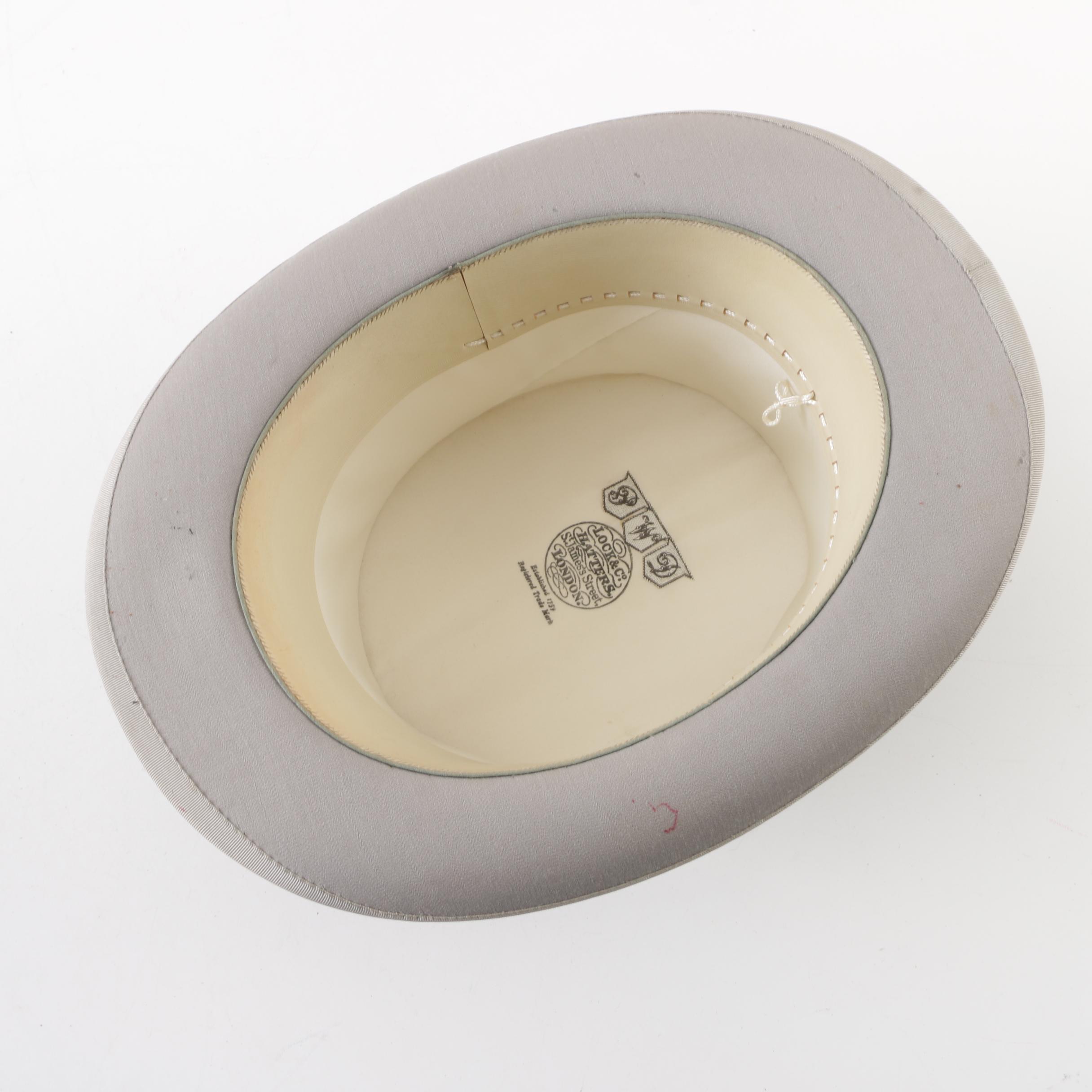 Men's Lock & Co. Hatters London Dove Grey Fur Felt Top Hat and Leather Hat Box