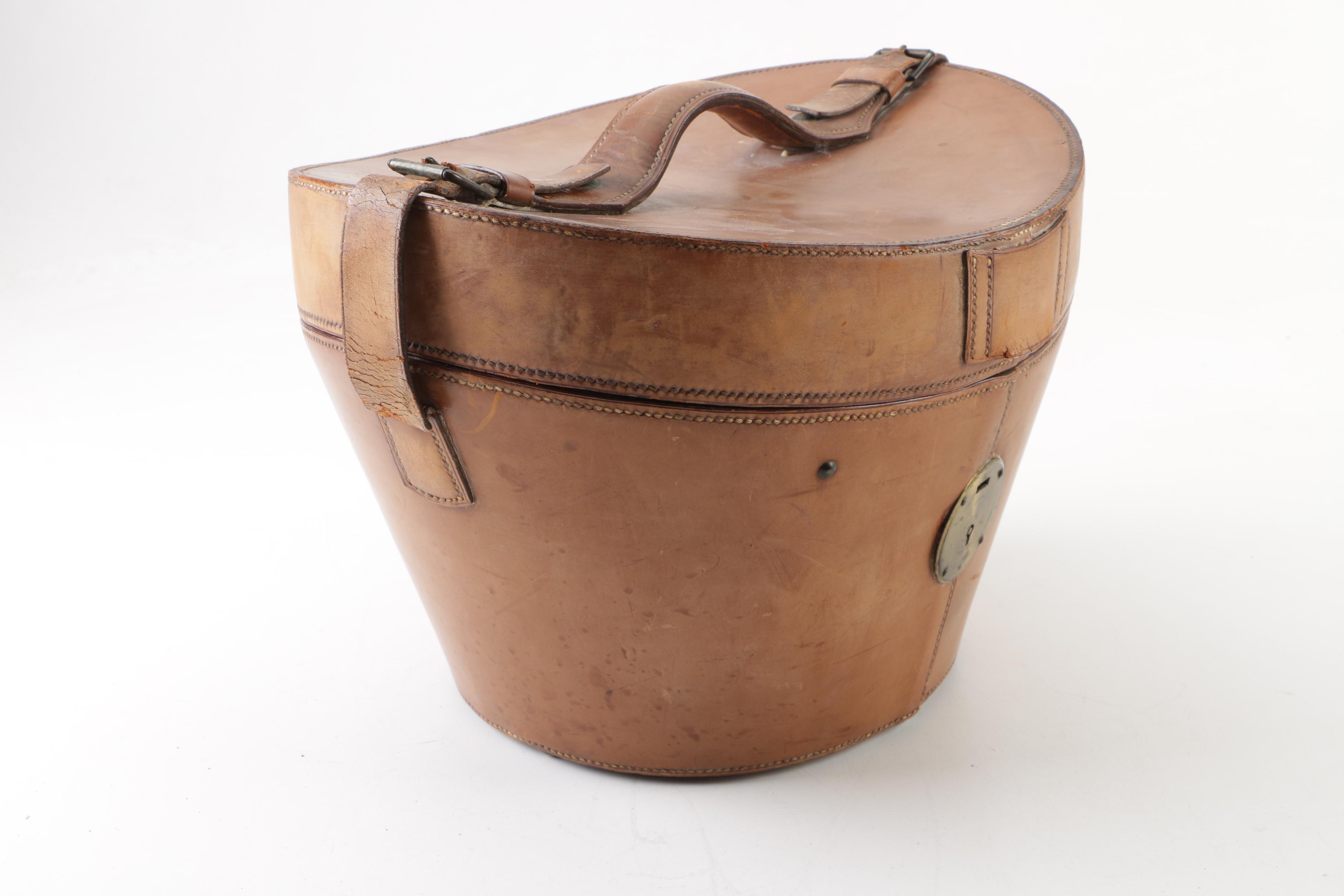 Men's Lock & Co. Hatters London Dove Grey Fur Felt Top Hat and Leather Hat Box