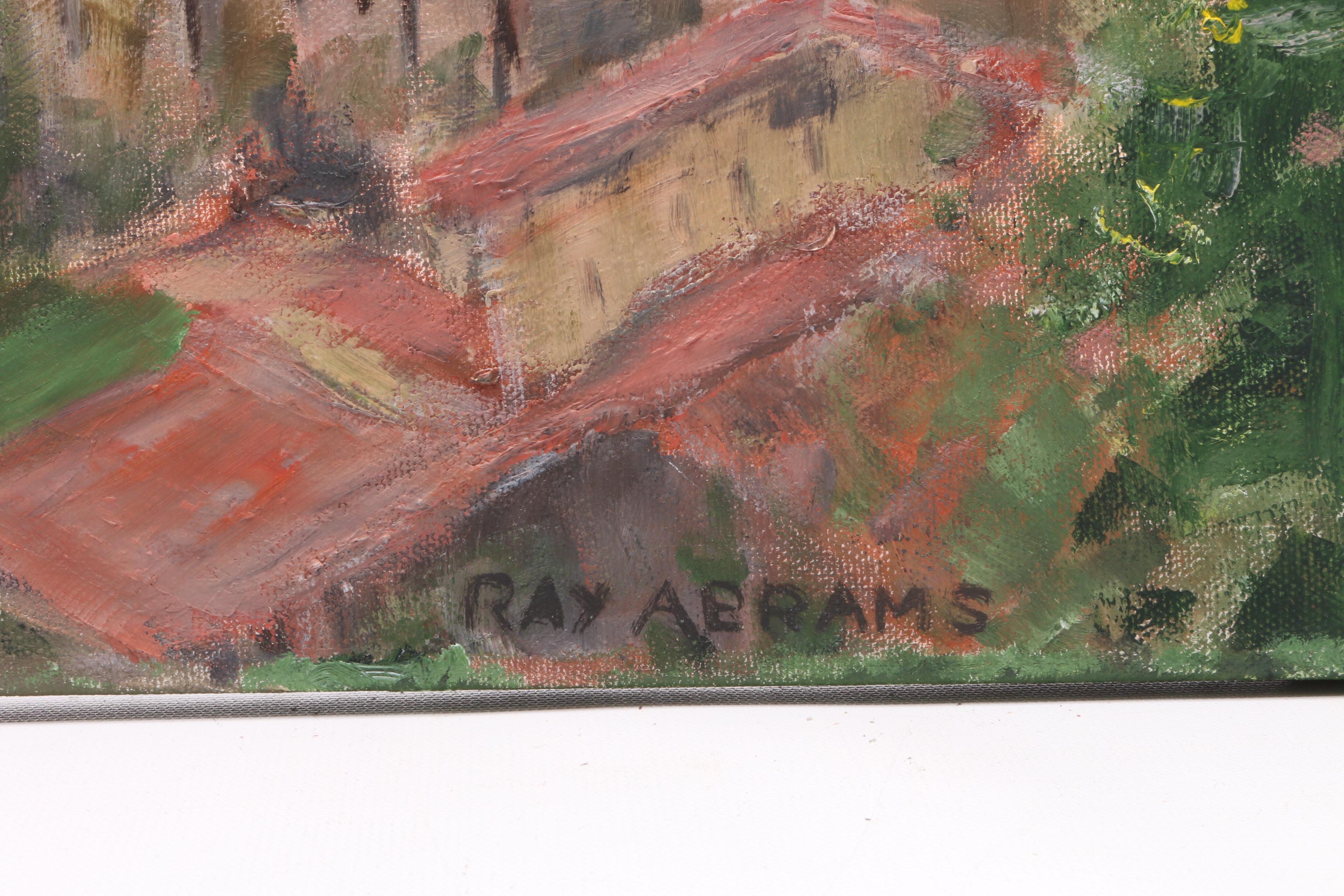 Ray Abrams Oil Painting of Landscape with Hillside Village