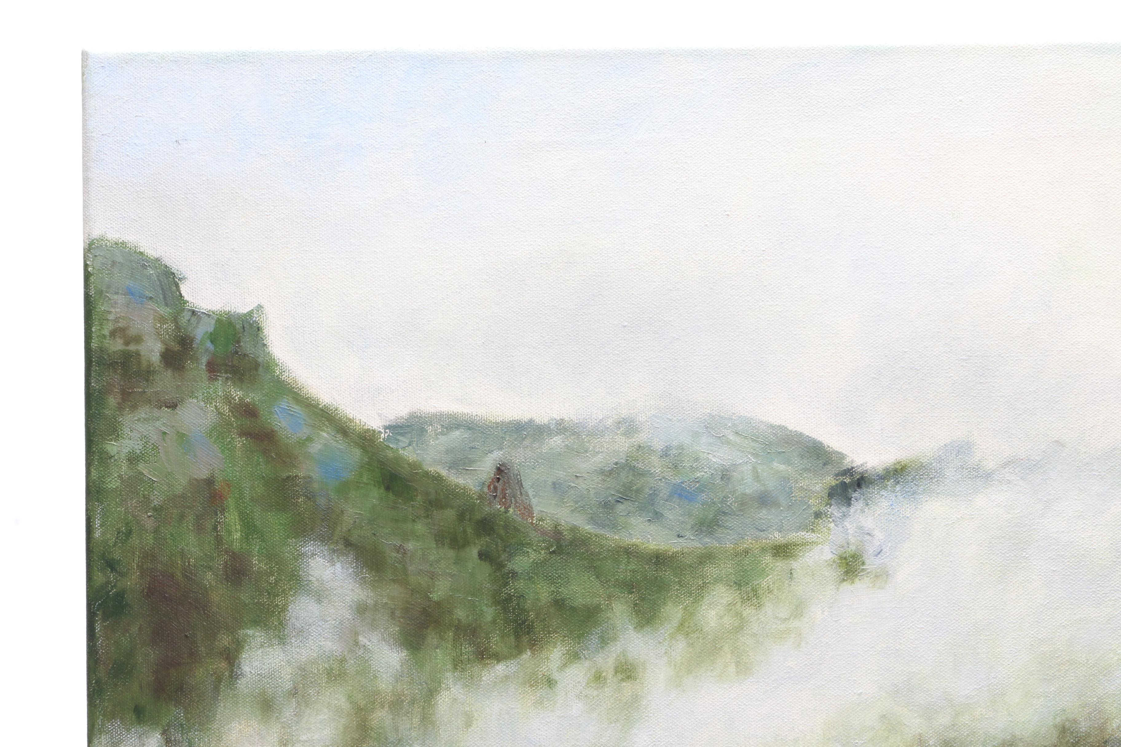 Ray Abrams Oil Painting of Landscape with Hillside Village