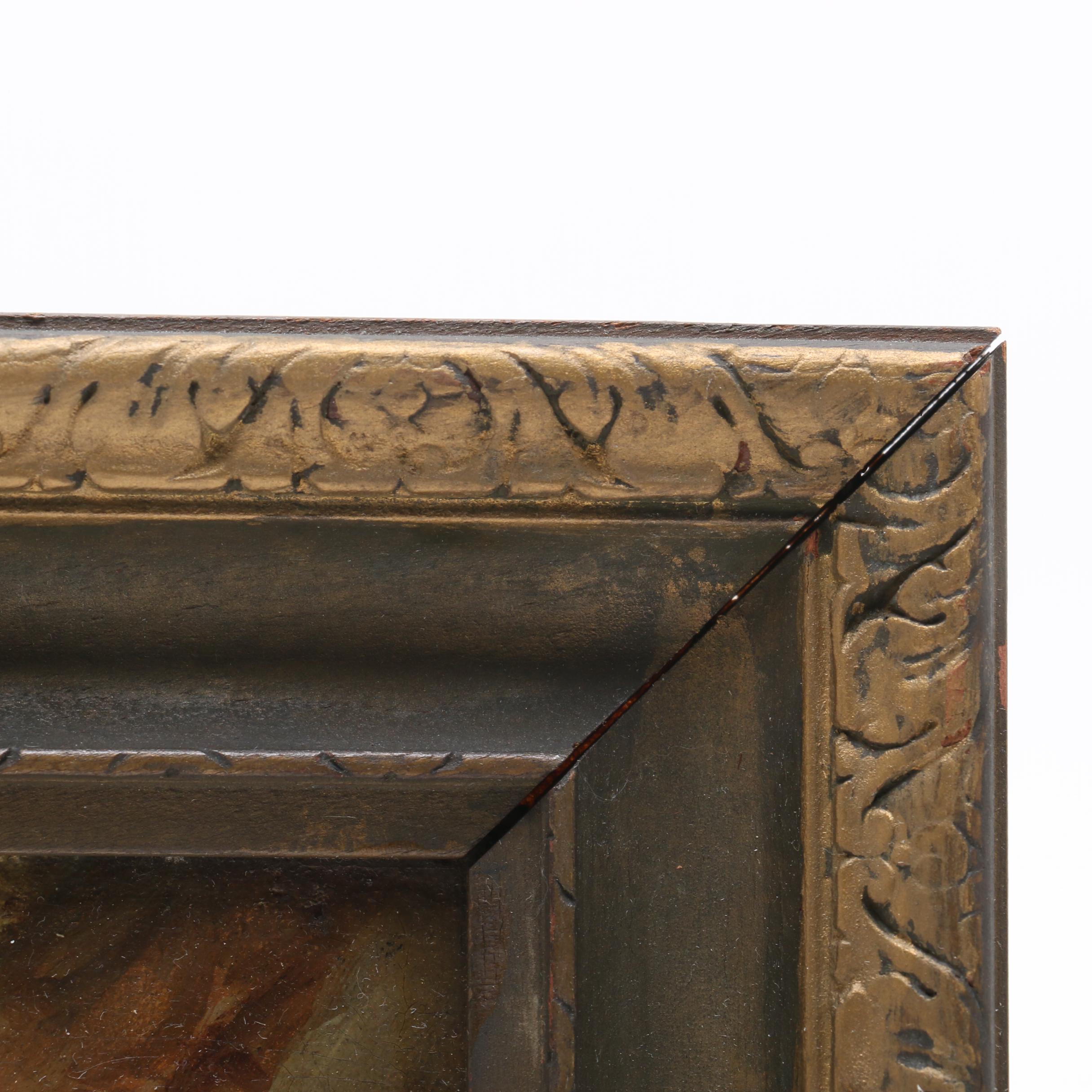 Late 19th-Century Oil Painting of Landscape with Figures