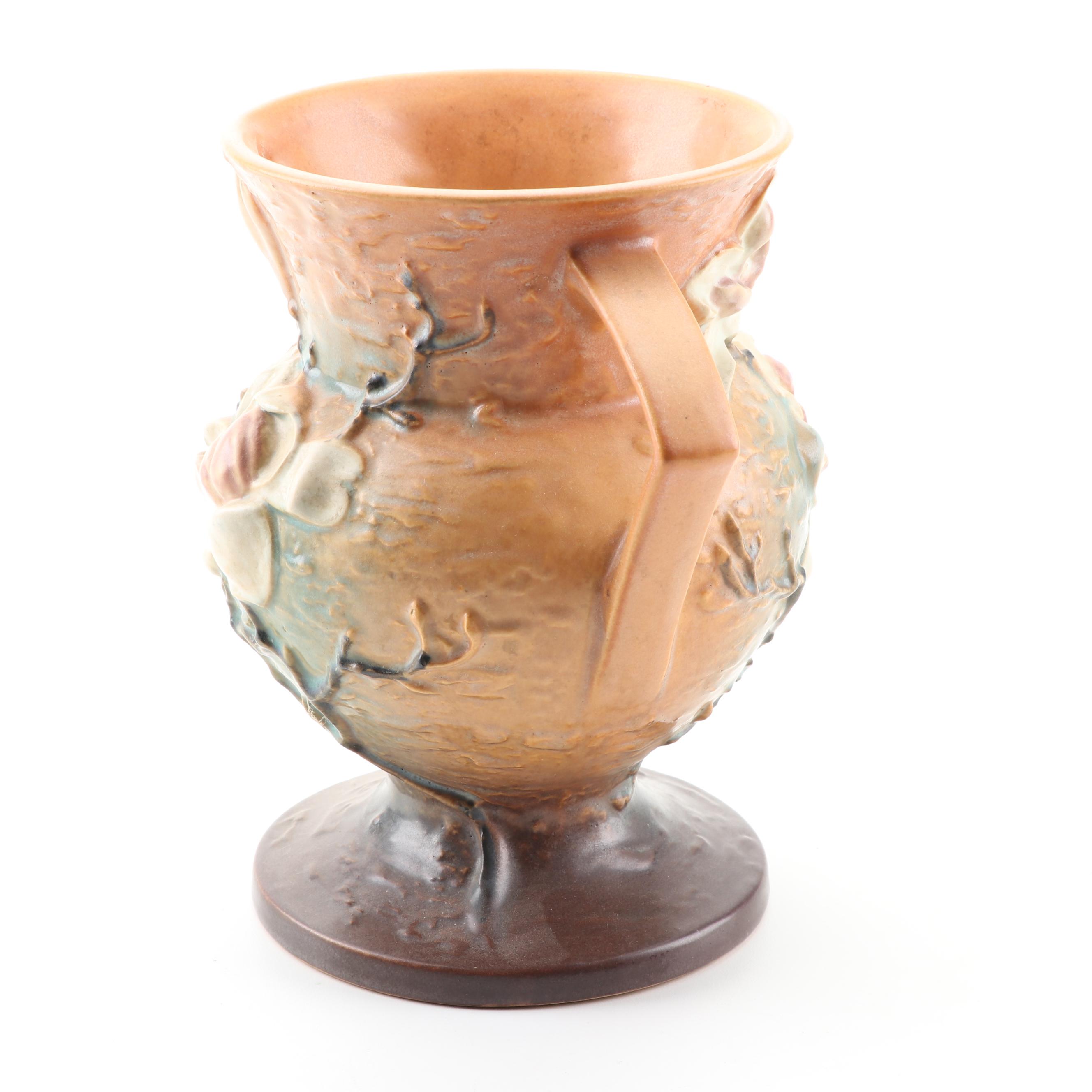 Roseville Pottery "Magnolia" Handled Vase, Mid-Century