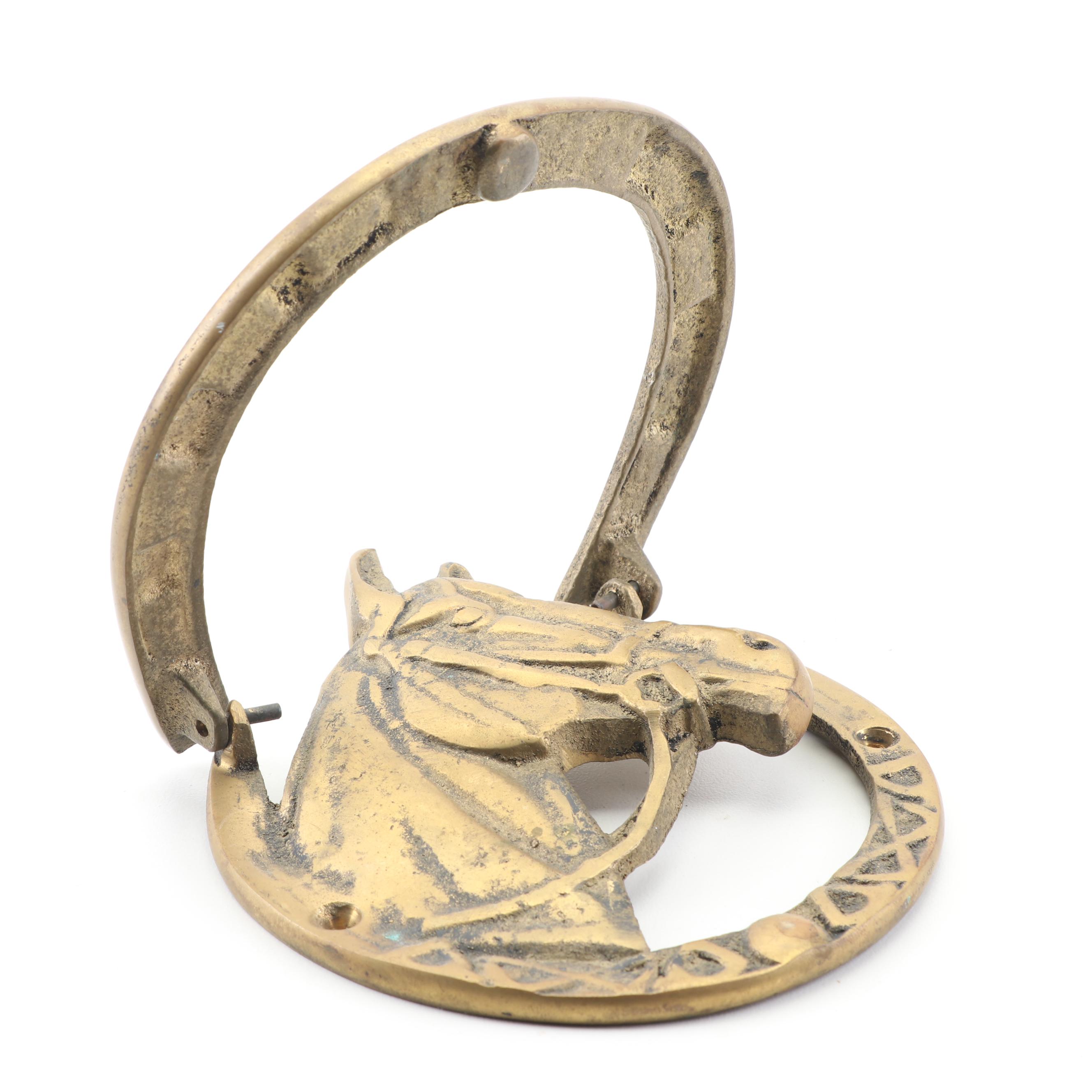 Brass Horseshoe Door Knocker, 20th Century