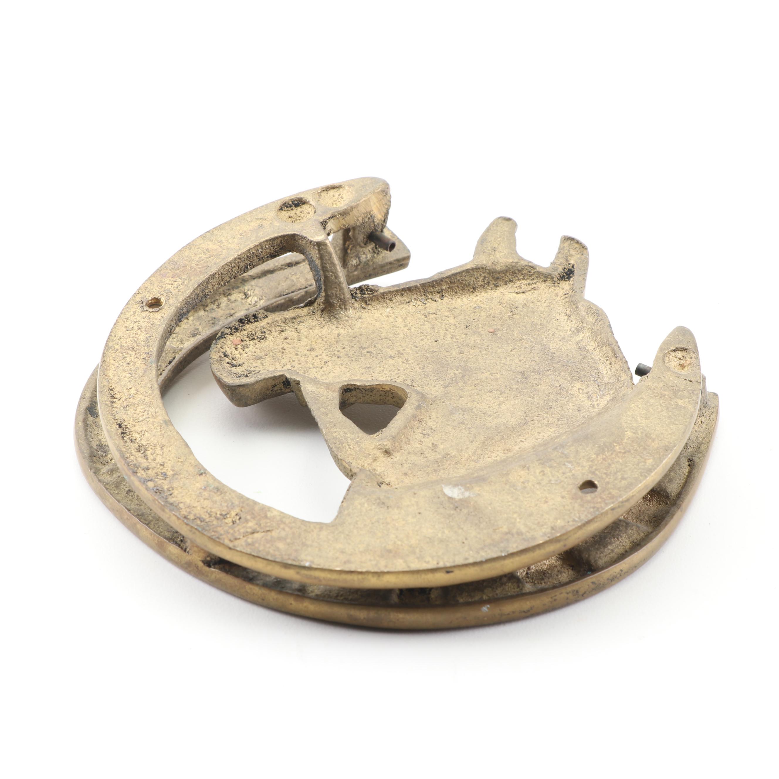 Brass Horseshoe Door Knocker, 20th Century