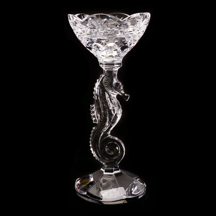 Waterford Crystal "Seahorse" Pillar Candlestick